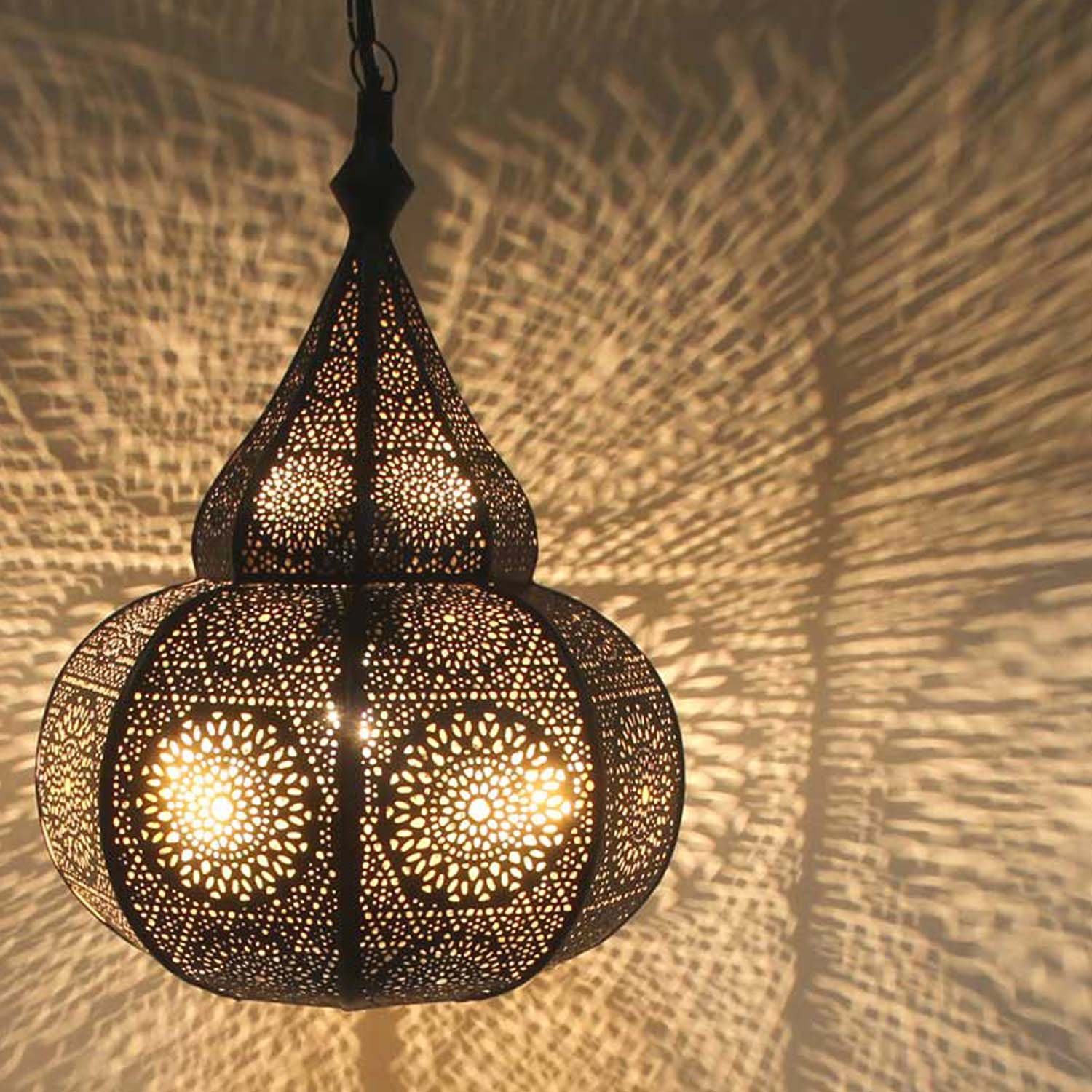 Casa Moro Deckenleuchten Orientalische Lampe ohne Hängeleuchte & Kette, LN3010 Baldachin Weihnachtsbeleuchtung, Taza Leuchtmittel, Pendelleuchte, Schwarz mit
