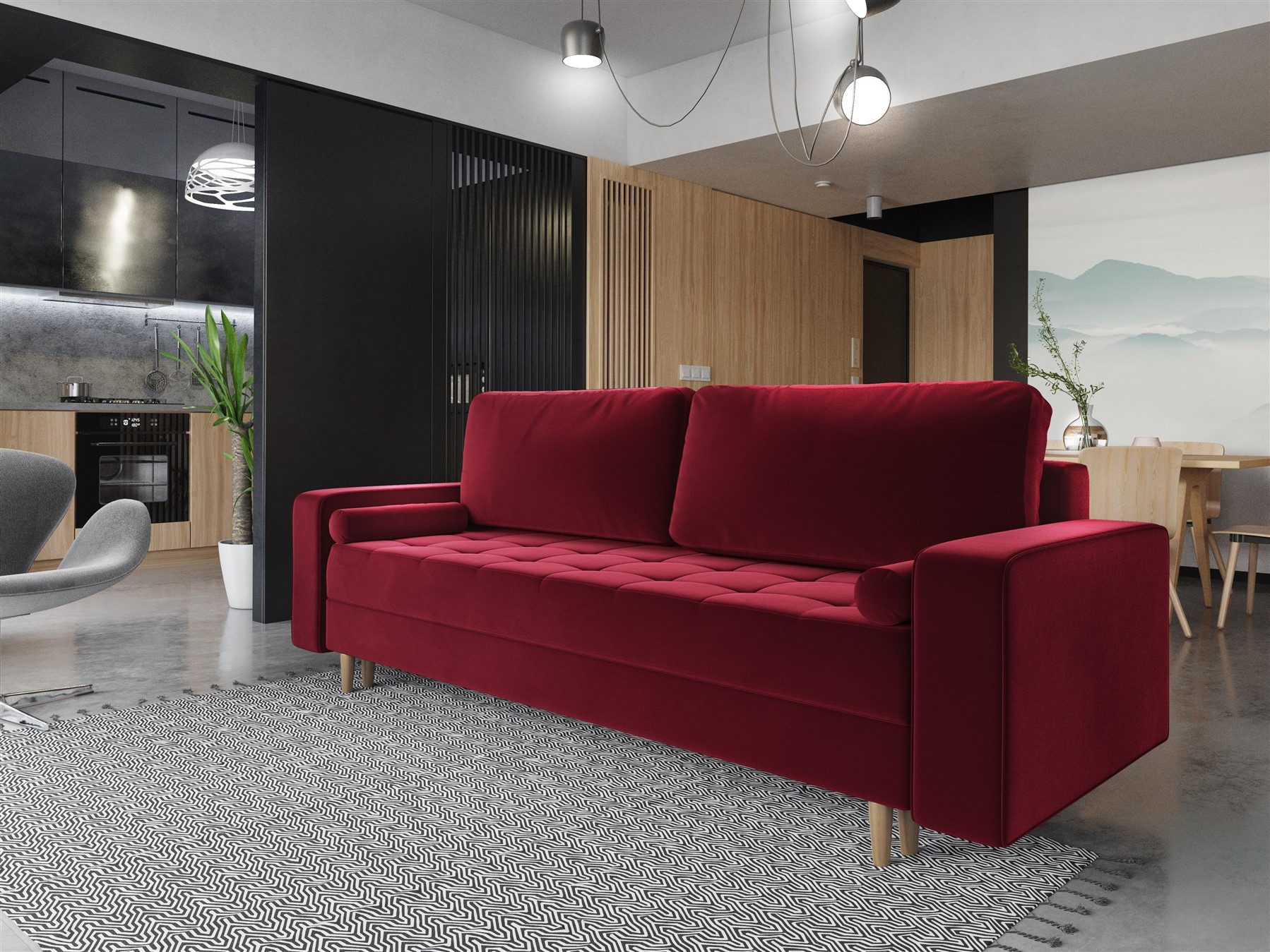 Fun Möbel 3-Sitzer Sofa BELANO mit Schlaffunktion in Stoff Itaka, inkl. Bettkasten, Rundumbezug