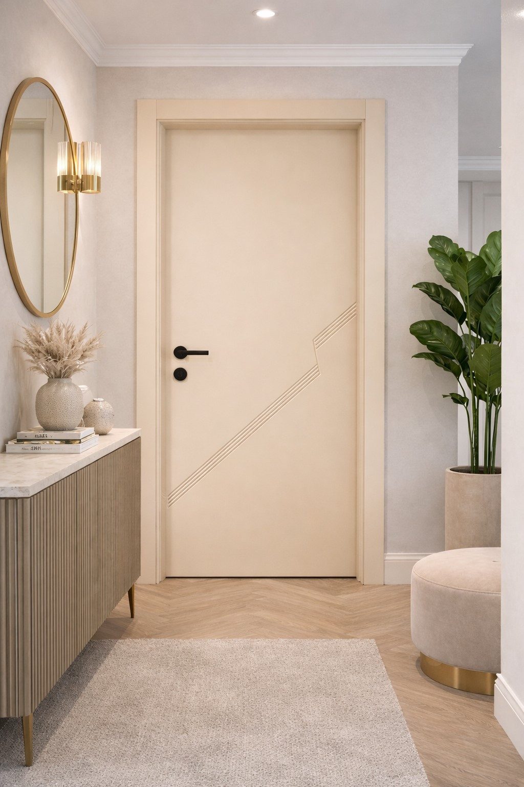 JVmoebel Zimmertür Beige Designer-Tür aus PVC für stilvolle Wohnräume
