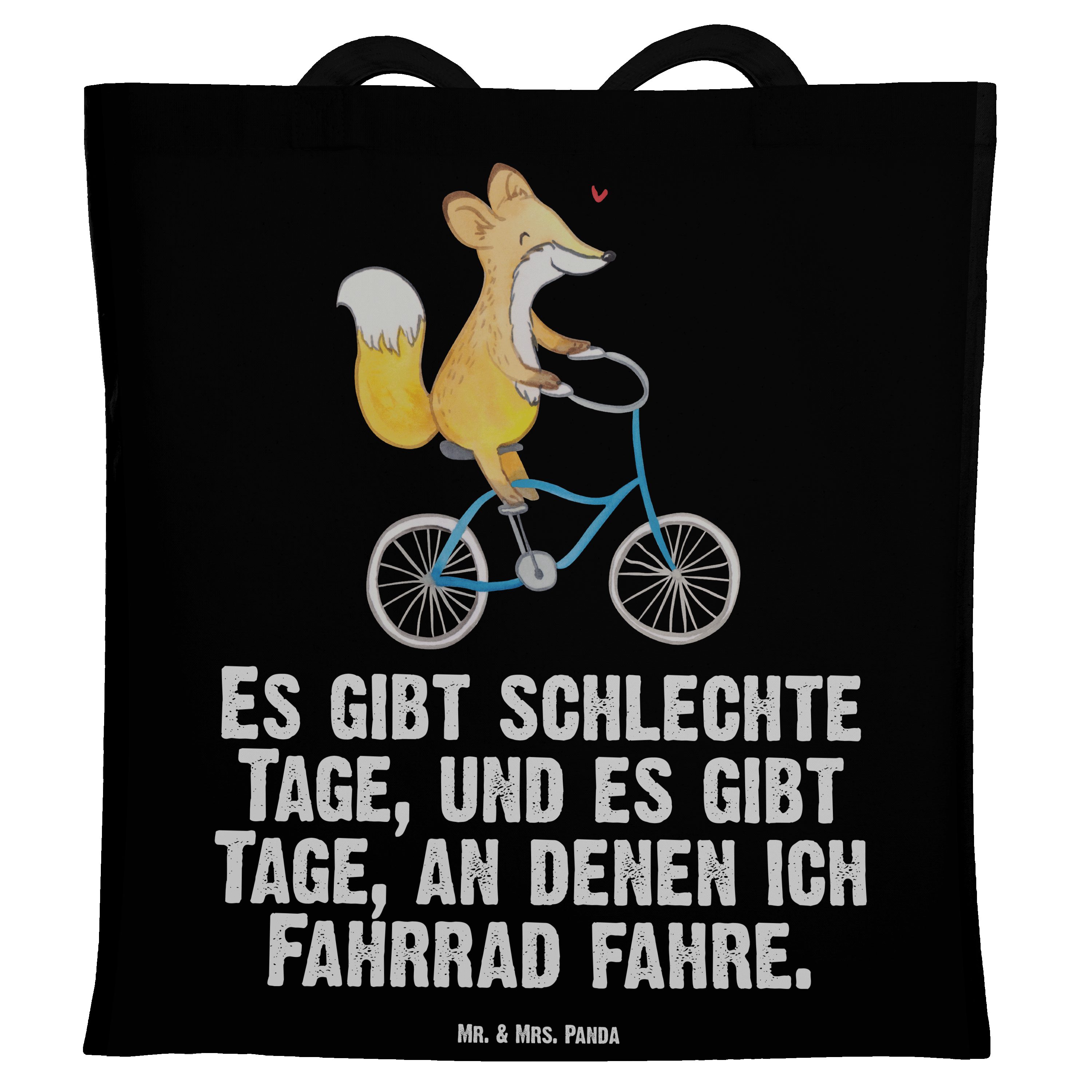 Panda Geschenk, Sport, Tragetasche (1-tlg) Mrs. Schwarz Fuchs & fahren Radeln, - - Fahrrad Tage Mr. Auszei