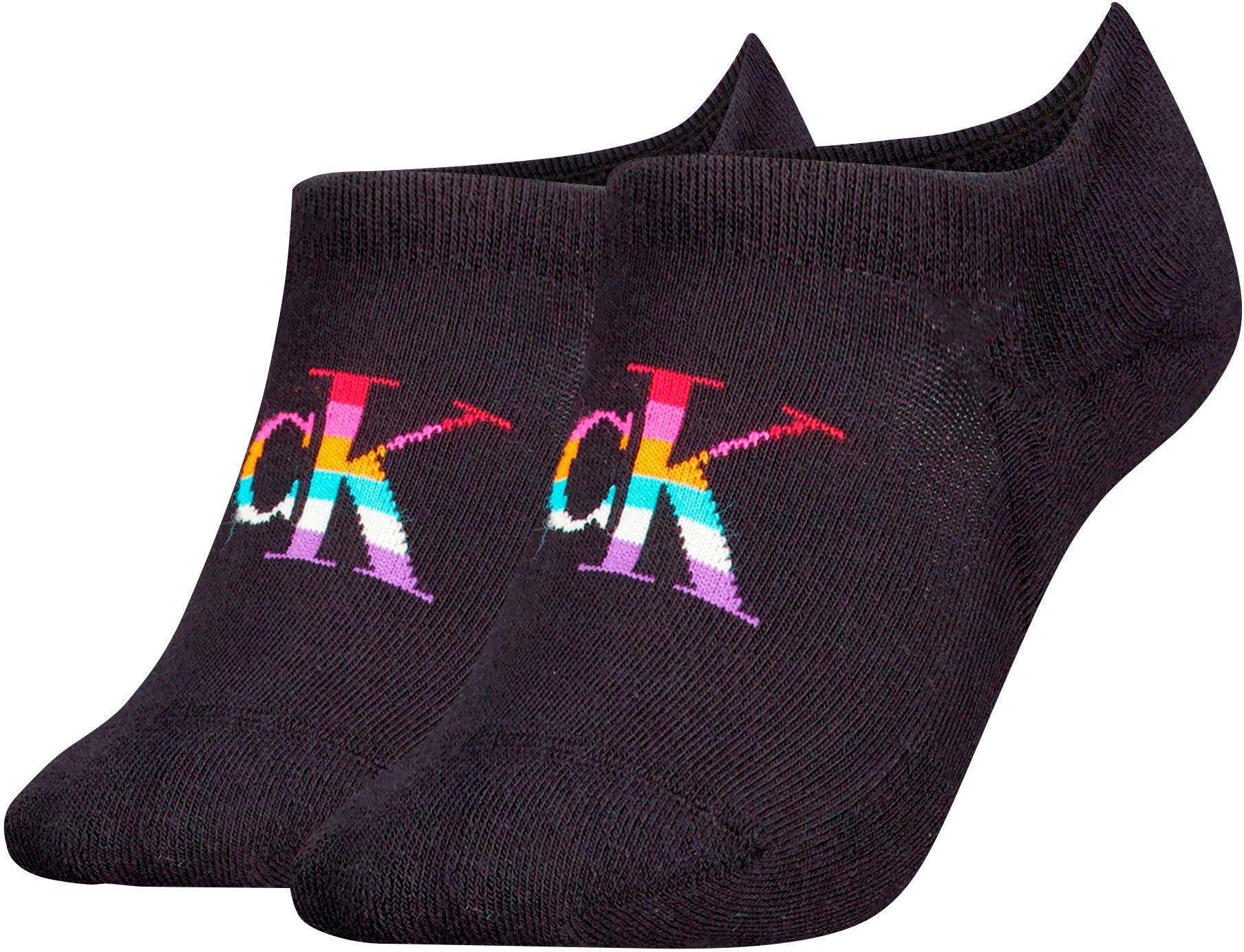 Jeans mit CUT CKJ Regenbogen-Logo PRIDE Füßlinge Klein black HIGH WOMEN 2-Paar) FOOTIE (Packung, Calvin
