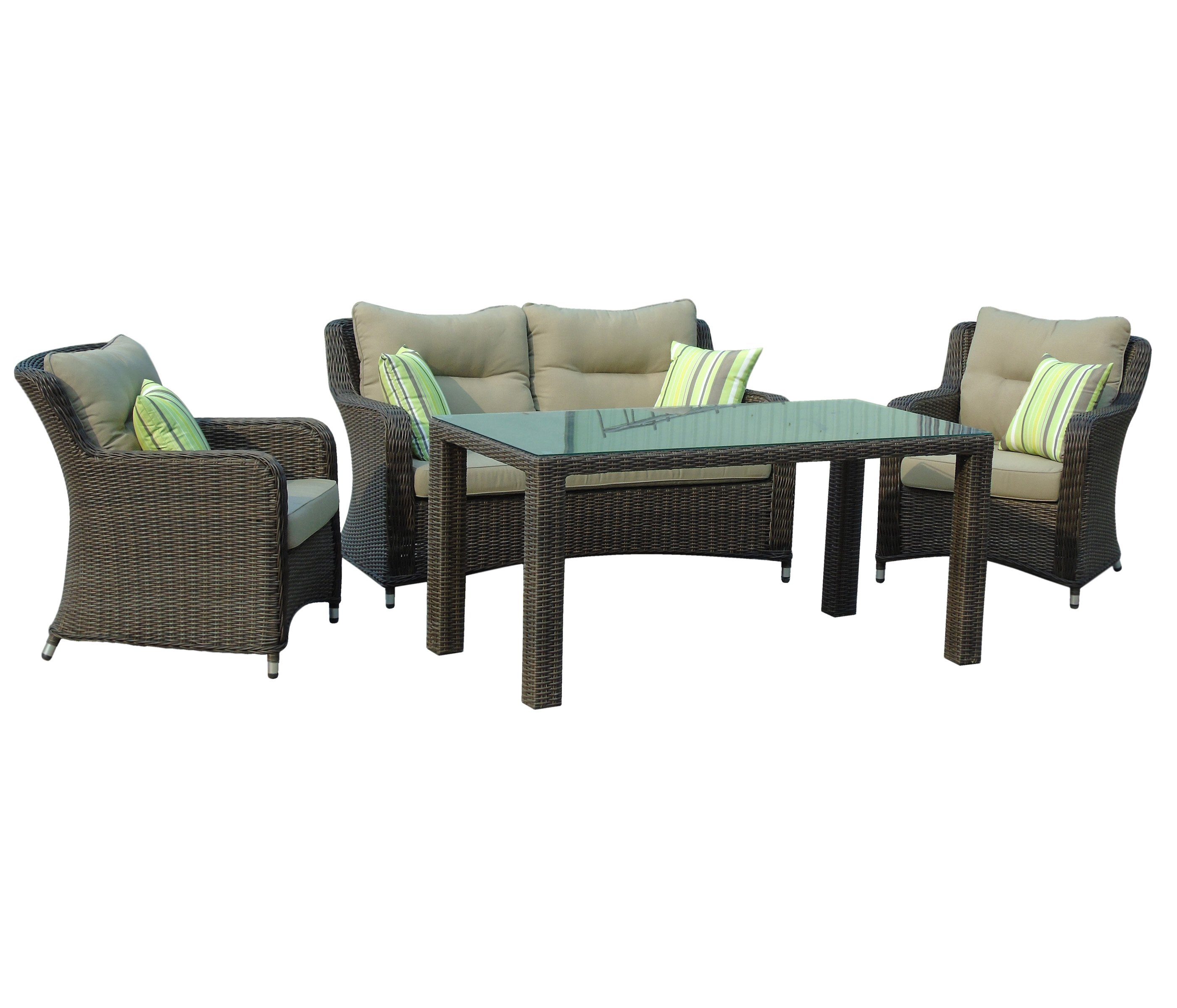 Dehner Gartenlounge-Set Geflecht-Lounge Set Toska, 4-teilig, inkl. Polster, stilvolle Sitzgruppe aus wetterfestem Aluminium und Kunststoffgeflecht