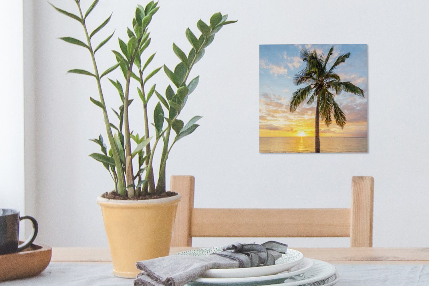 Leinwand - Strand Wohnzimmer OneMillionCanvasses® - St), für Palme Sonnenuntergang, (1 Schlafzimmer Bilder Leinwandbild