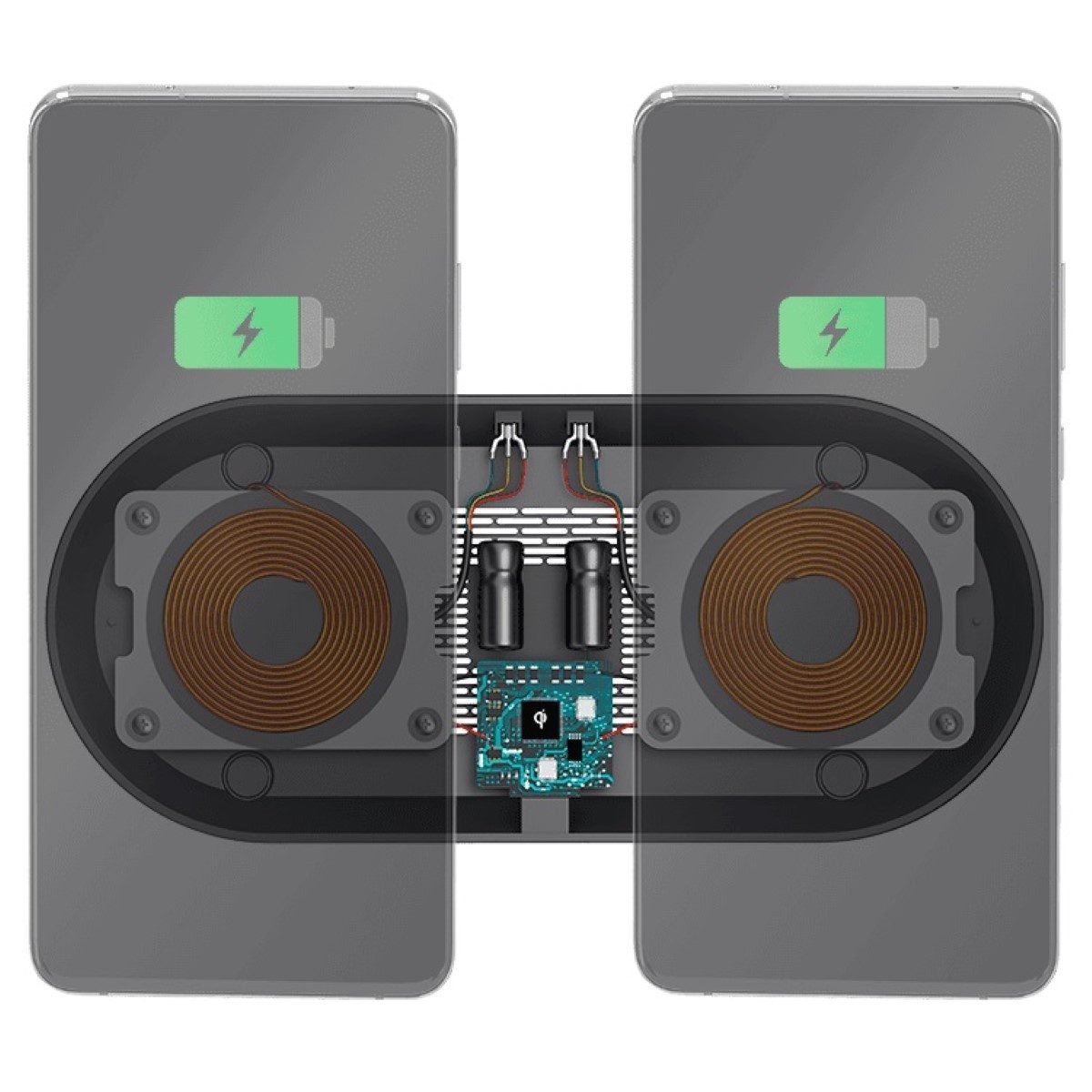 Hama DUAL QI Wireless Charger + Netzteil Kabellos Induktions-Ladegerät (Ladegerät Lader Ladestation Kabellos Platte für Smartphone iPhone) – Bild 5 von 5