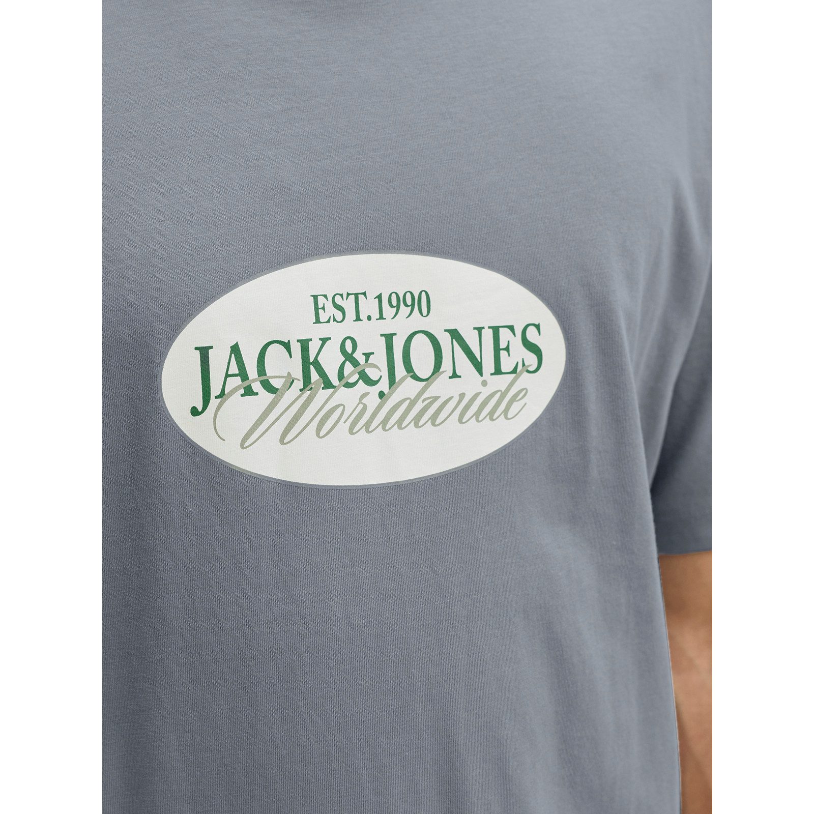 Jack & Jones Rundhalsshirt Jack&Jones Übergröße T-Shirt JORCATSKILLS grau Print