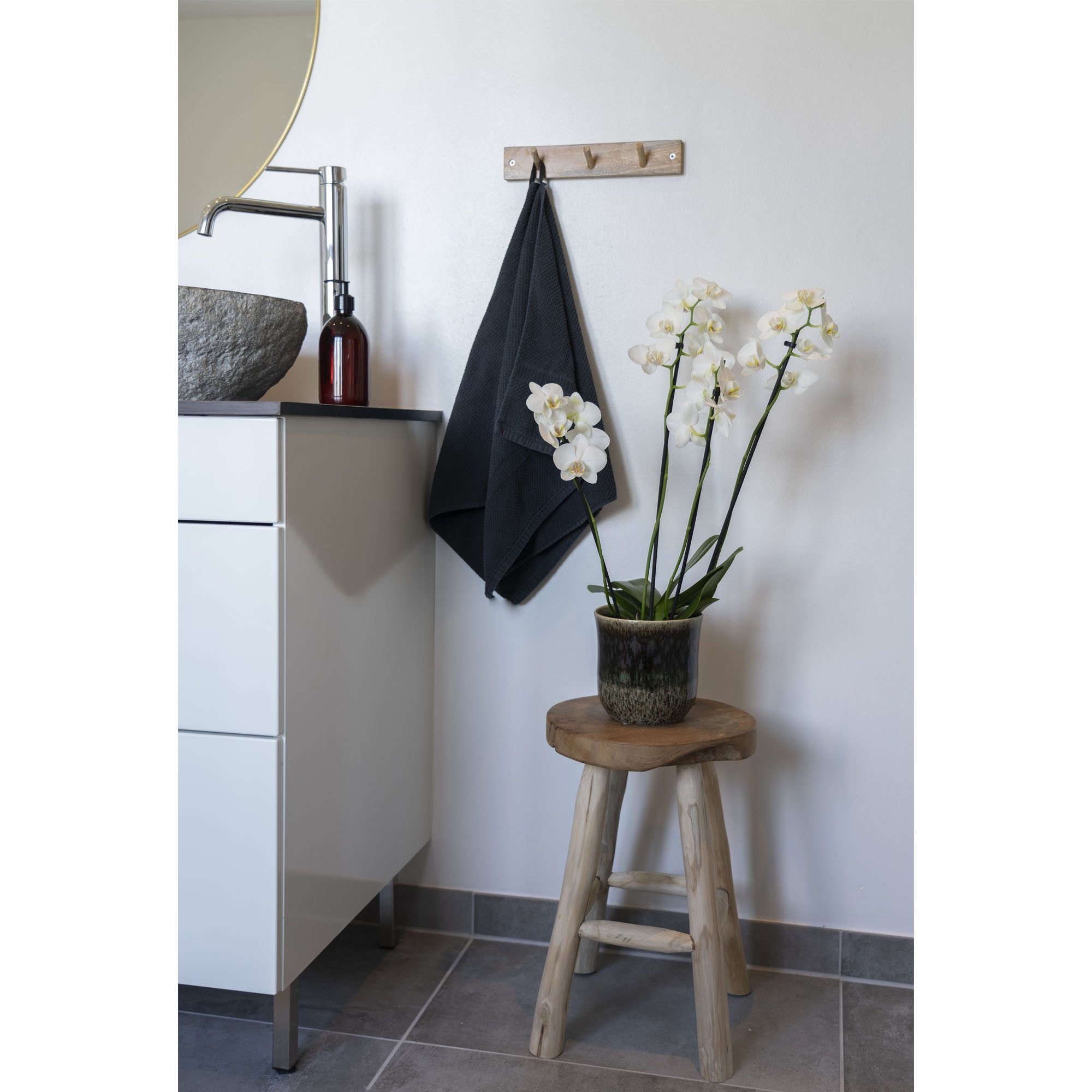 House Nordic Hocker Badia, in Hellbraun, Teak - 30x45x30cm (BxHxT)