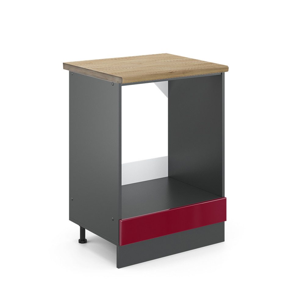 Vicco Herdumbauschrank R-Line, Bordeaux Hochglanz/Anthrazit, 60 günstig online kaufen