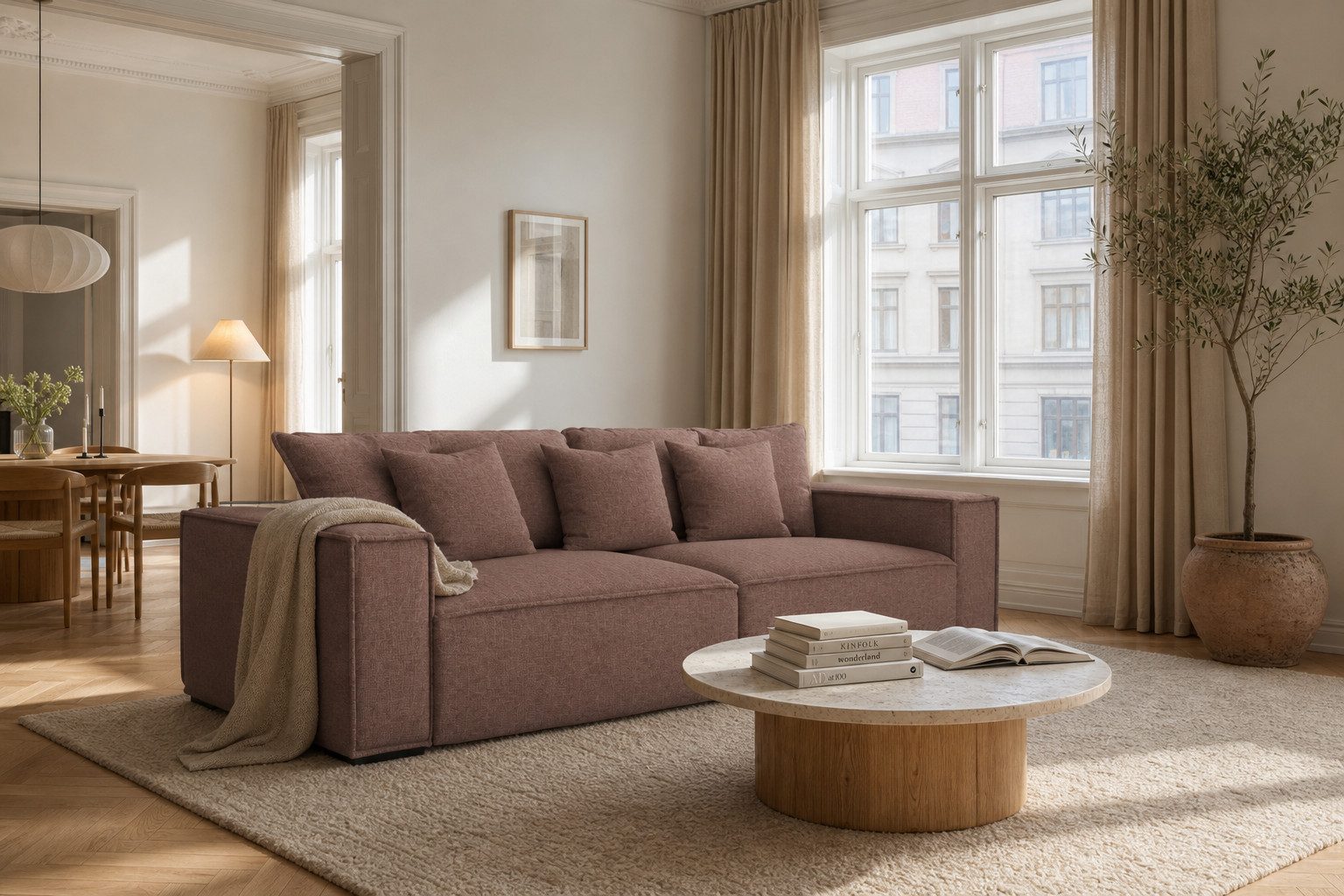 foamnova Big-Sofa York, Loungesofa, große Sitzfläche, 7 Kissen