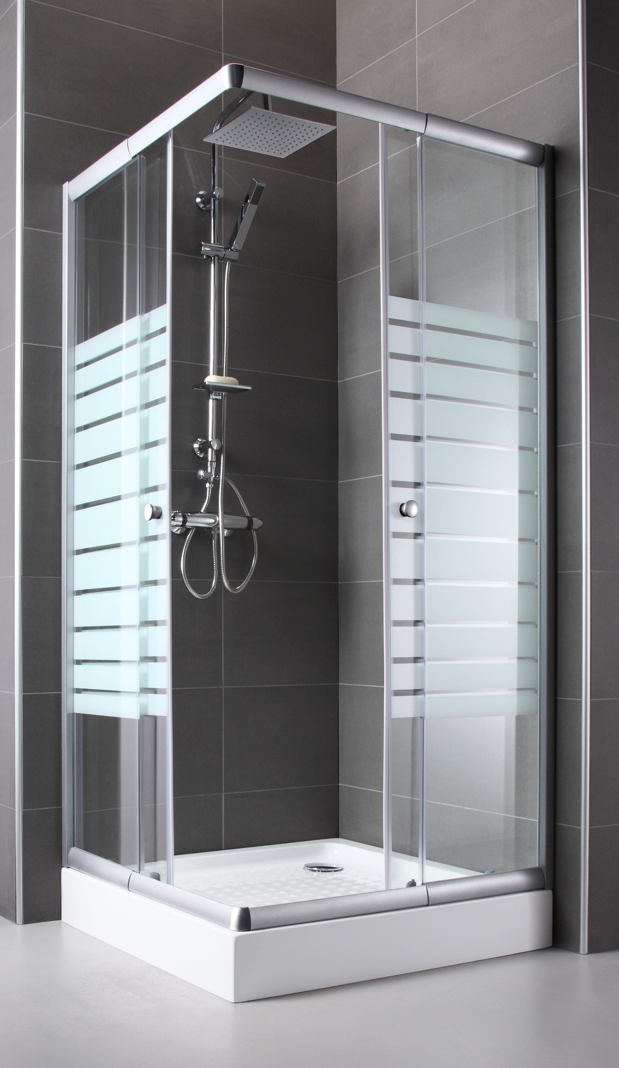 welltime Eckdusche Trento Banda, BxT: 90x90 cm, Einscheibensicherheitsglas, mit variablem Verstellbereich, Duschabtrennung mit Schiebetüren