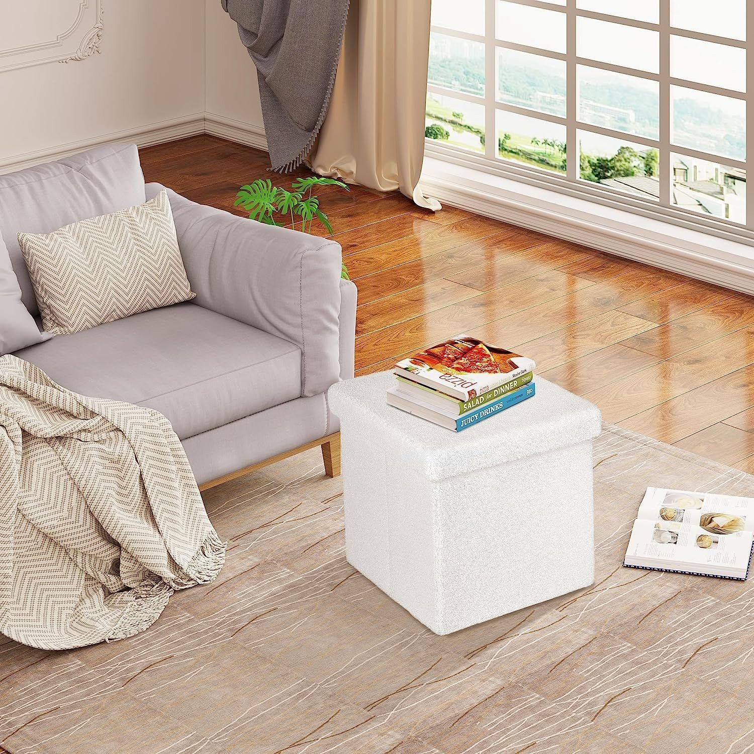 EUGAD Sitzhocker (1 St., Faltbarer Hocker), mit Stauraum aus Teddyfleece günstig online kaufen