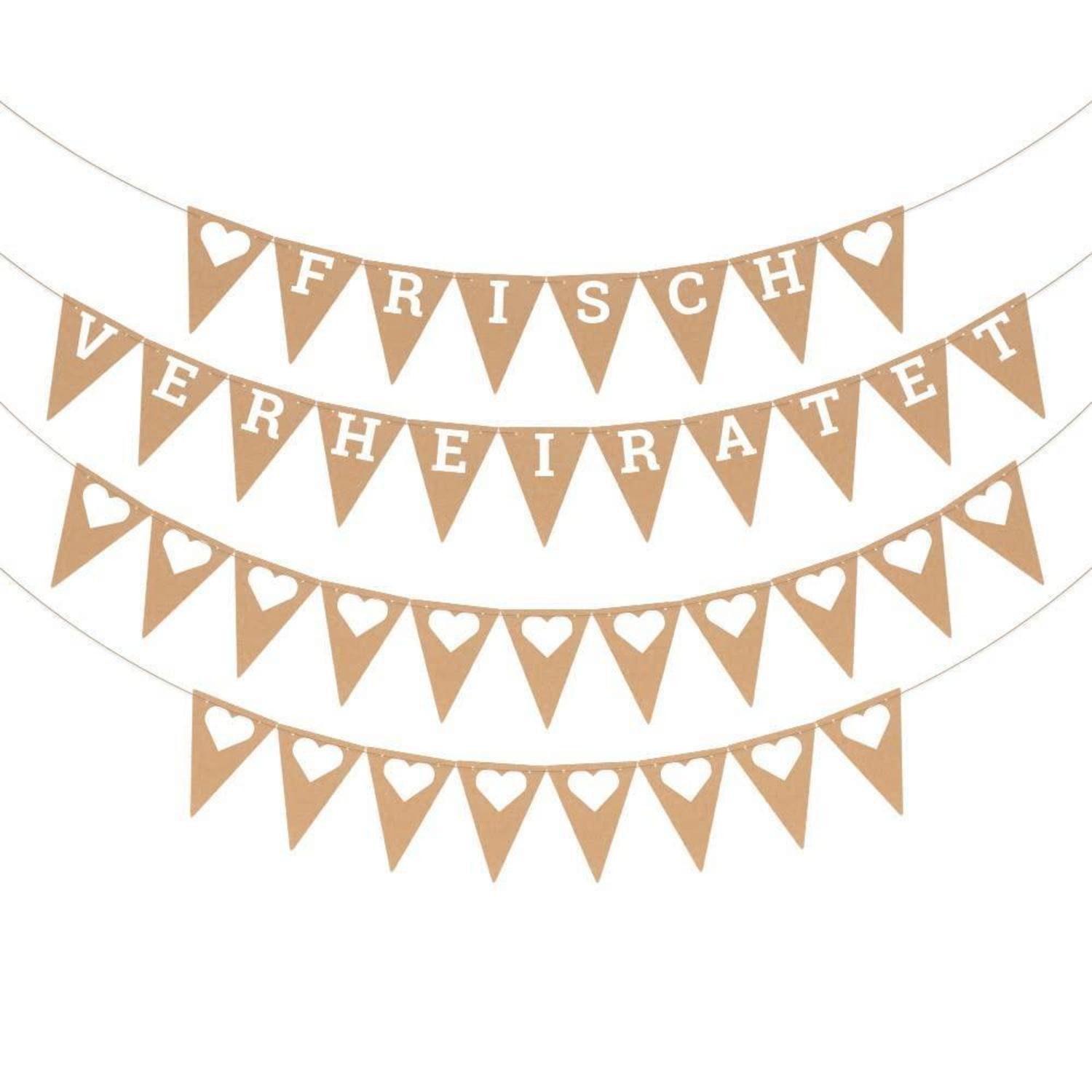 LuxusKollektion Girlande Hochzeitsbanner Frisch Verheiratet Vintage mit Herzen