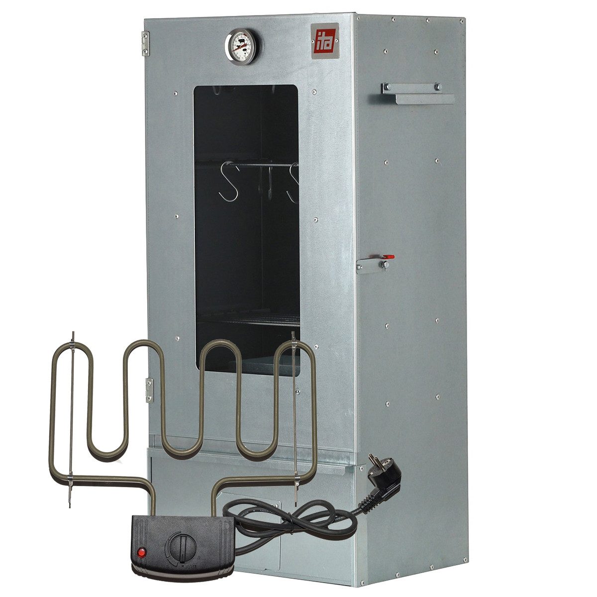 ITA Räucherofen Räucherofen 7002 - Premium Räucherschrank aus Edelstahl 3 Etagen 81 cm, 1-St., Räucherofen mit elektrischer Heizspirale, stufenlos regulierbar