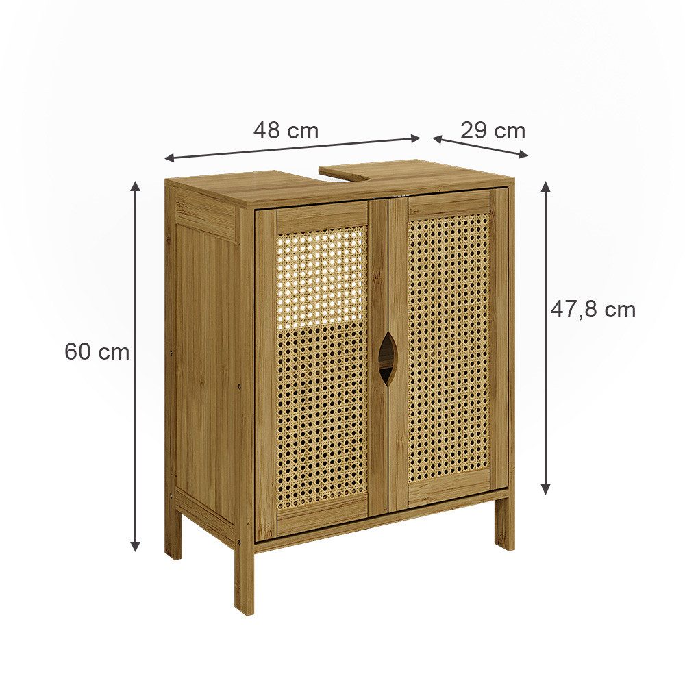 Vicco Waschbeckenunterschrank Liora, Bambus, 48 x 60 cm (1-St) günstig online kaufen