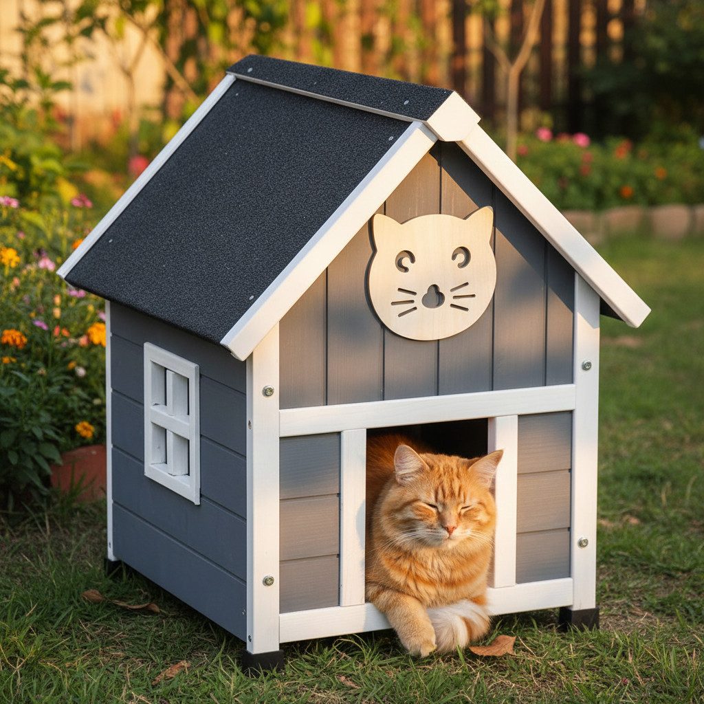 Zooprinz Tierhaus Tiger XXL, Wetterfest & Winterfest, Bitumendach, höhenverstellbar, Lamellen 16 x 20 cm