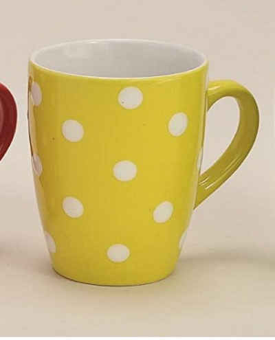 G. Wurm Tasse Tasse Becher Porzellan gepunktet gelb Stückpreis, Porzellan