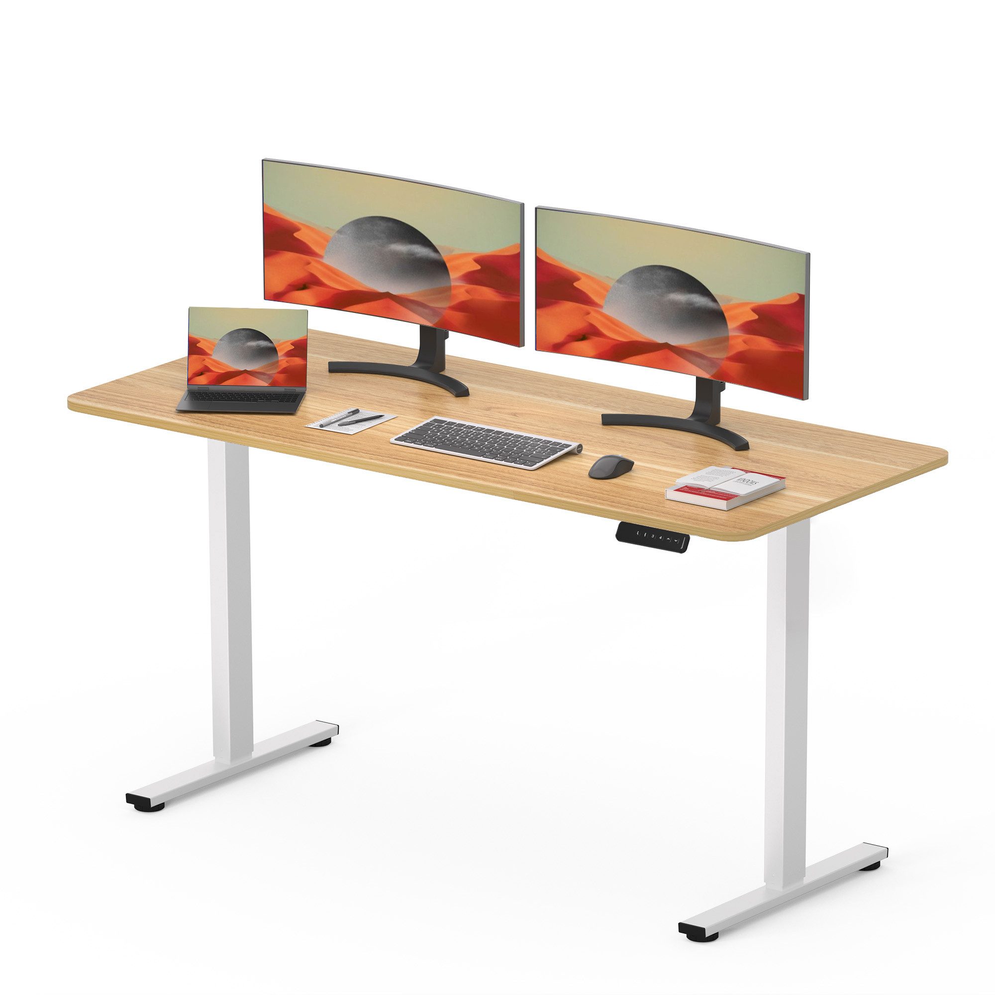 SANODESK Schreibtisch Elektrisch höhenverstellbarer Schreibtisch (MIT 16MM einteiliger Tischplatte, 2-Fach-Teleskop mit Memory-Steuerung & Anti-kollisionssystem), schnelle Montage, verschiedene Größen zur Auswahl