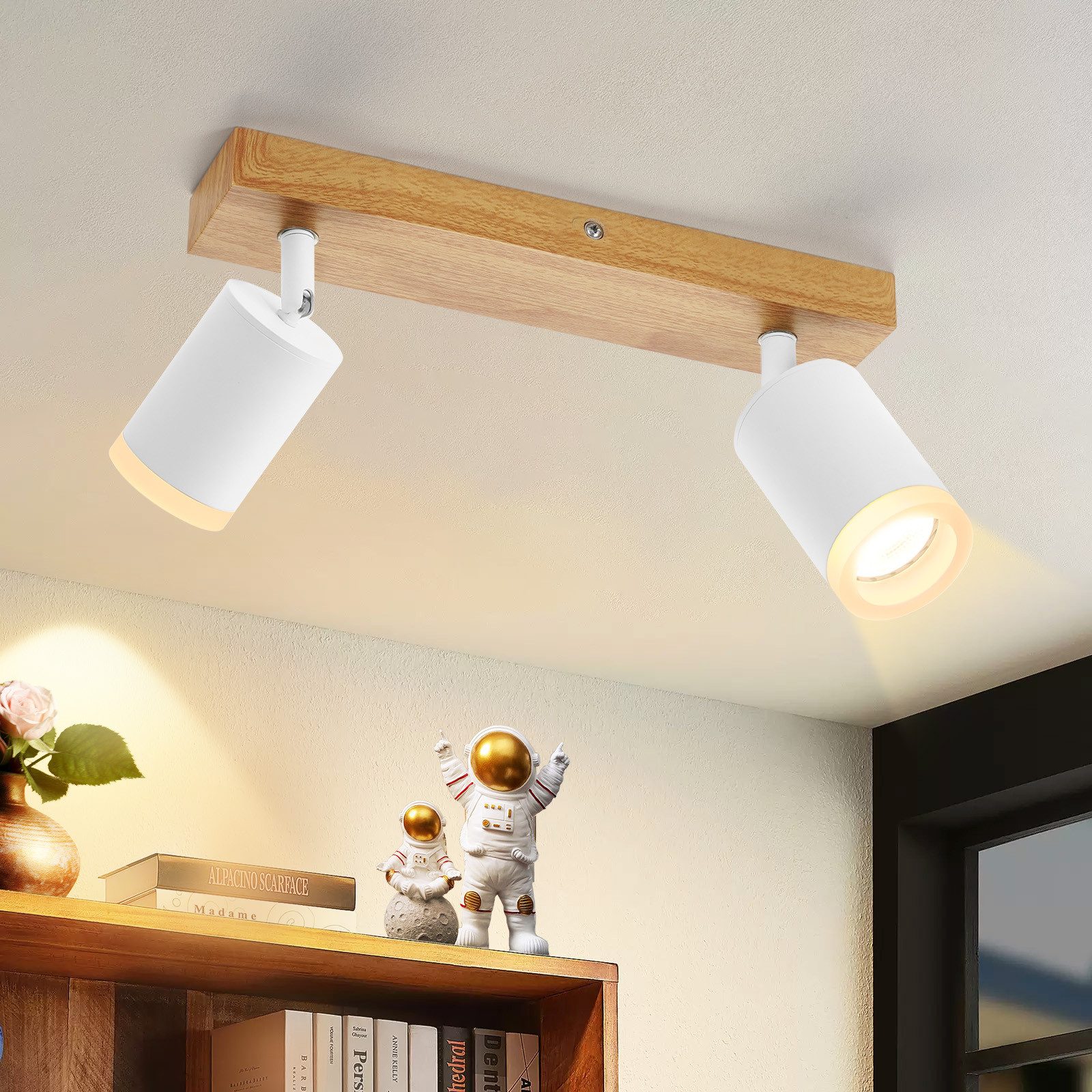 ZMH LED Deckenstrahler 2/3/4 Flammig GU10 Holz-Acryl Deckenleuchte 350° Dre günstig online kaufen