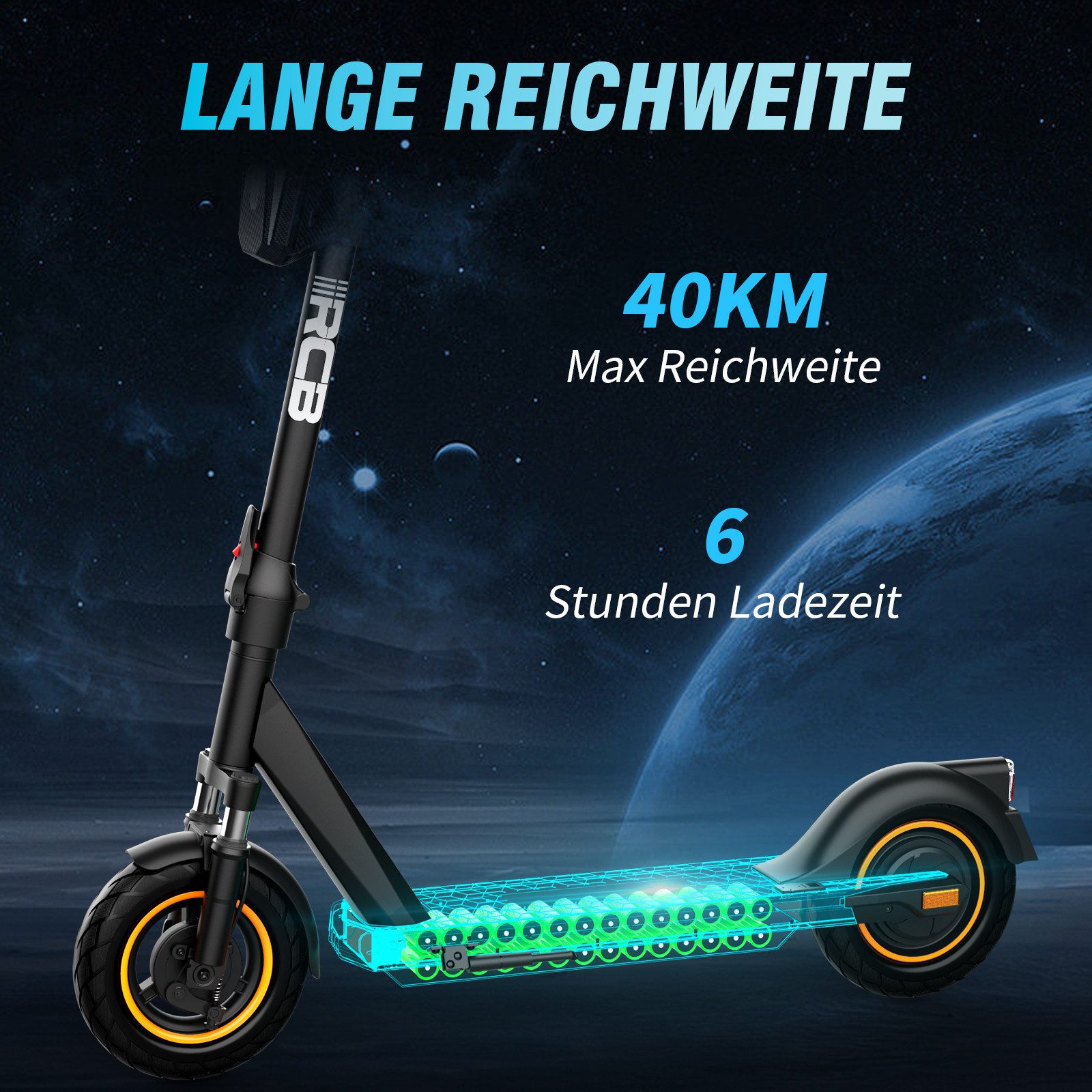 RCB TECH E-Scooter EV10Z mit Straßenzulassung (ABE), faltbar, bequeme Stoßdämpfung, APP, 350 W, 20,00 km/h, (1 tlg), Reichweite 35-40 km, mit Straßenzulassung, APP