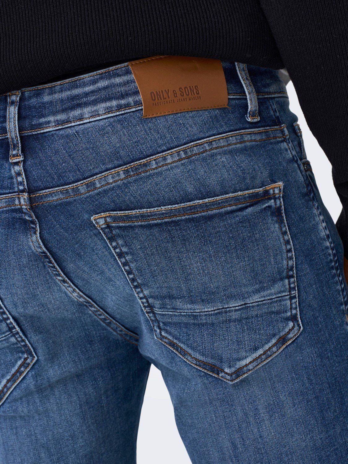 Jeans Denim Pants (1-tlg) & Slim-fit-Jeans Basic ONLY Stoned Fit Skinny Washed Hose Blau-2 3977 in ONSWARP SONS