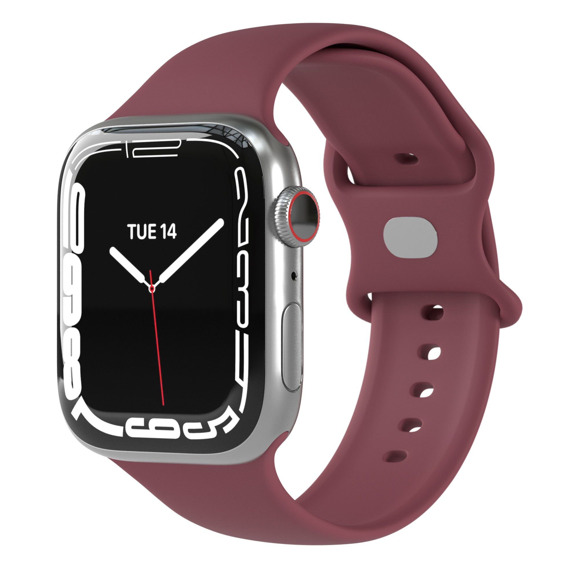 EAZY CASE Uhrenarmband Silicon Armband iWatch 9 8 7 6 5 4 3 2 1 SE Ultra, verstellbares Silikon Armband 42-49 mm Sportband flexibel Dunkelrot