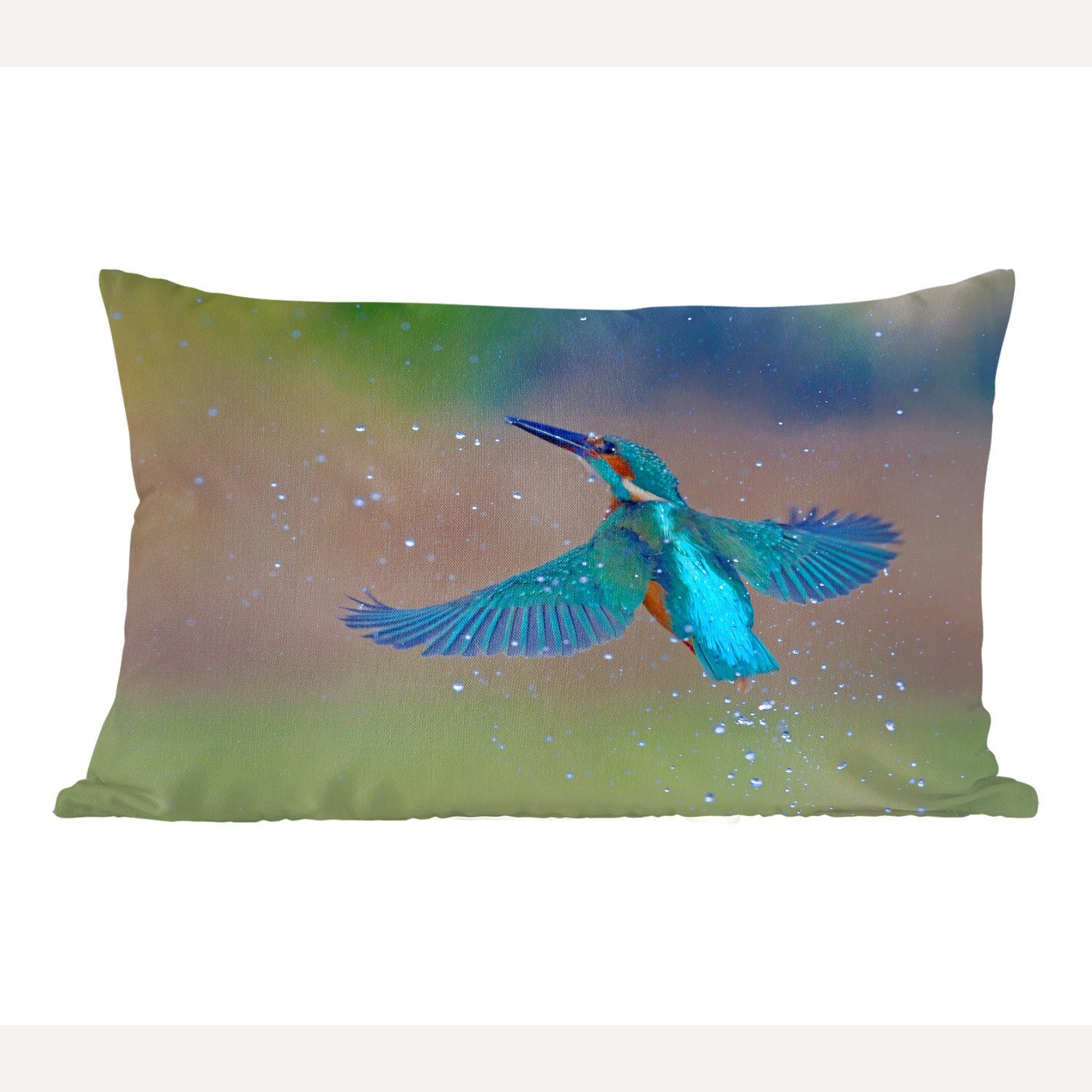 MuchoWow Dekokissen Eisvogel - Fliegen Blau, mit Zierkissen, Dekoration, Dekokissen Füllung, Schlafzimmer Wohzimmer 