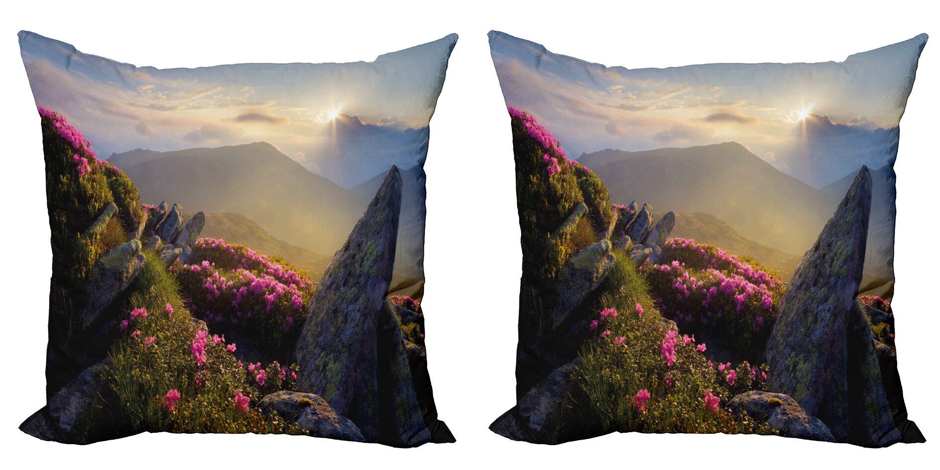 Kissenbezüge Modern Stück), Berg Sonnenaufgang Accent (2 Doppelseitiger Digitaldruck, Rhodonderons Abakuhaus