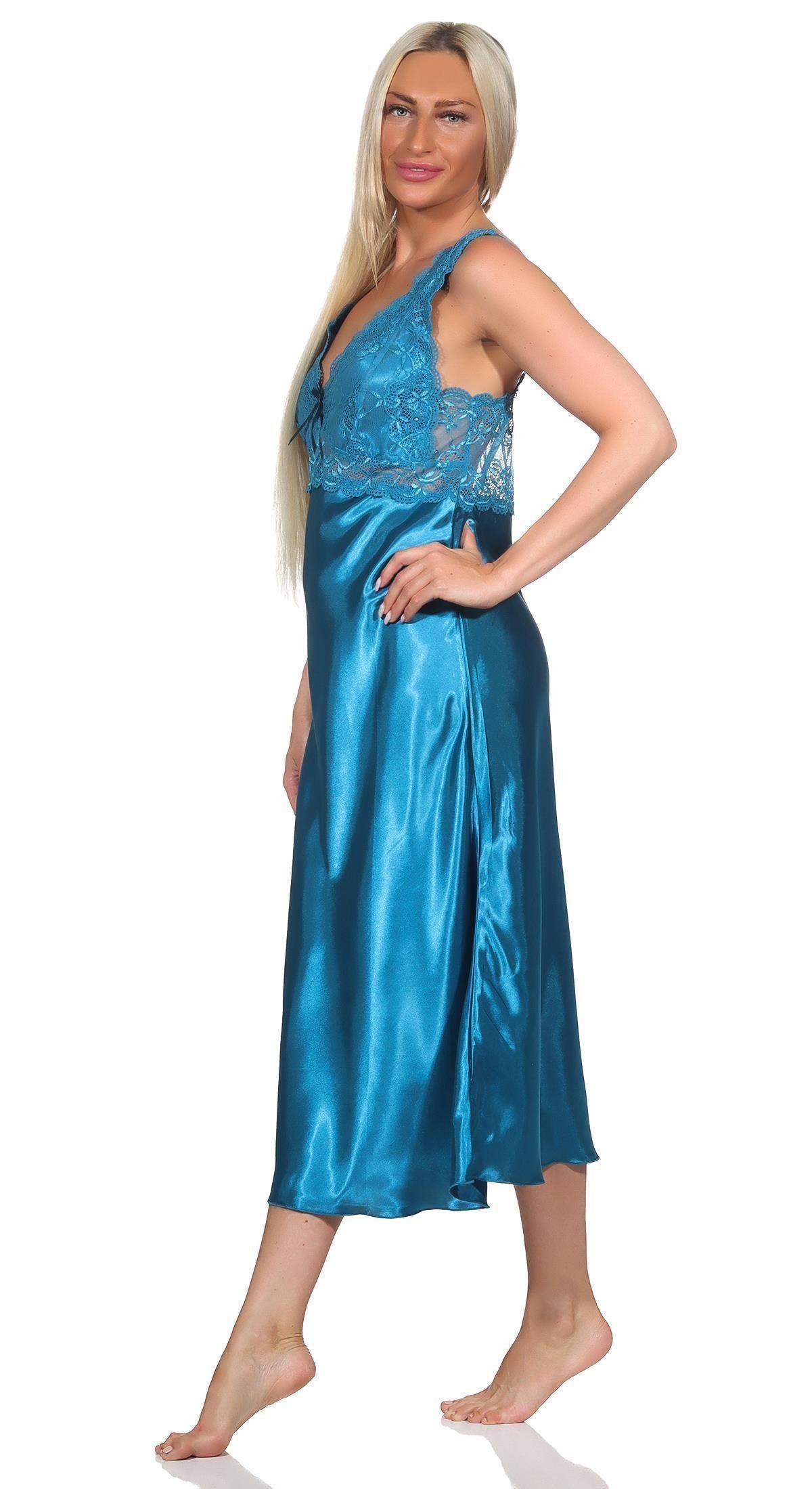 EloModa Negligé Damen Negligé Satin Nachtkleid Reizwäsche mit Spitze; S M L XL 2XL (1-tlg)