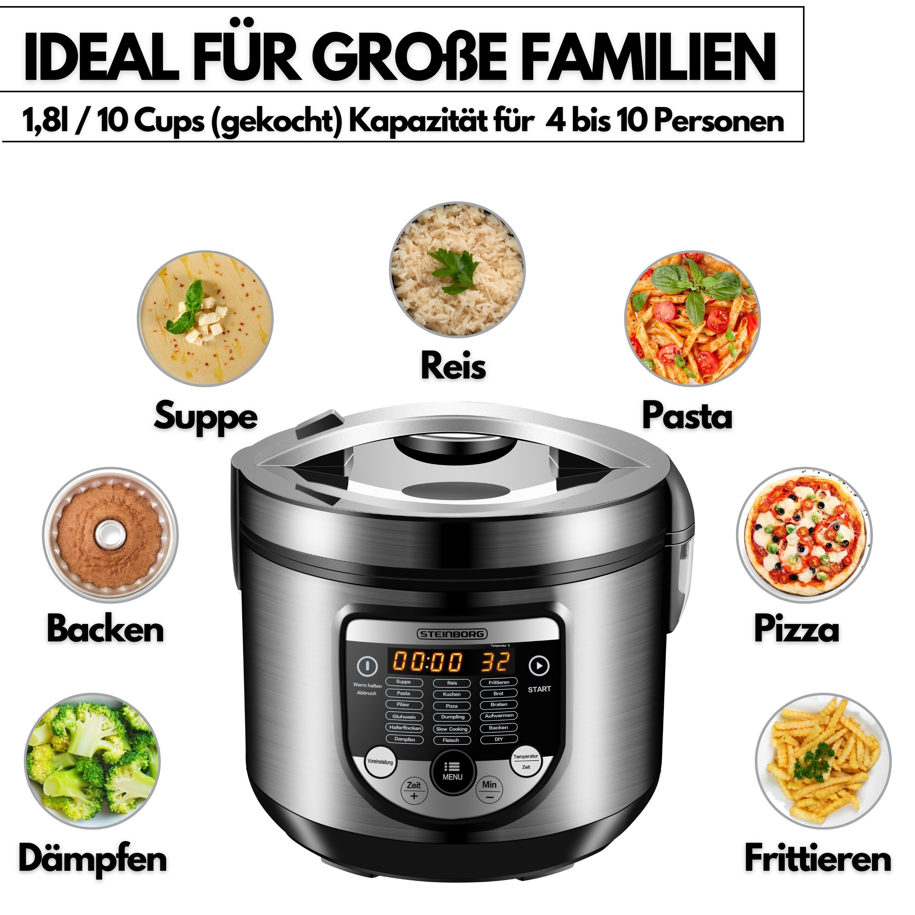 STEINBORG Multikocher, 900 W, Sprache