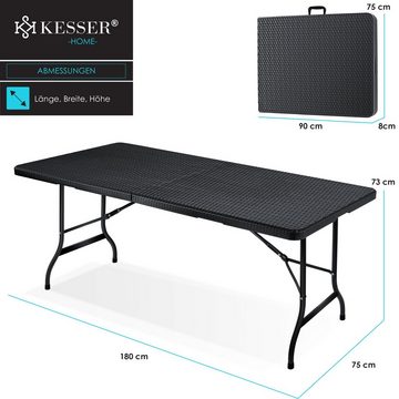 KESSER Tabletttisch, Buffettisch Tisch klappbar Kunststoff 180x75 cm Rattan Optik