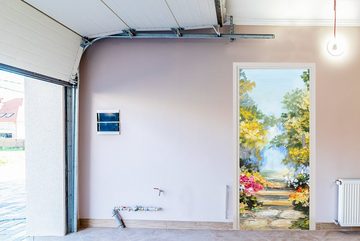 MuchoWow Türtapete Malerei - Blumen - Natur - Ölfarbe, Matt, bedruckt, (1 St), Fototapete für Tür, Türaufkleber, 75x205 cm