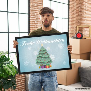 Fußmatte Frohe Weihnachten mit schönem Weihnachtsbaum Fußmatte in 35x50 cm, speecheese