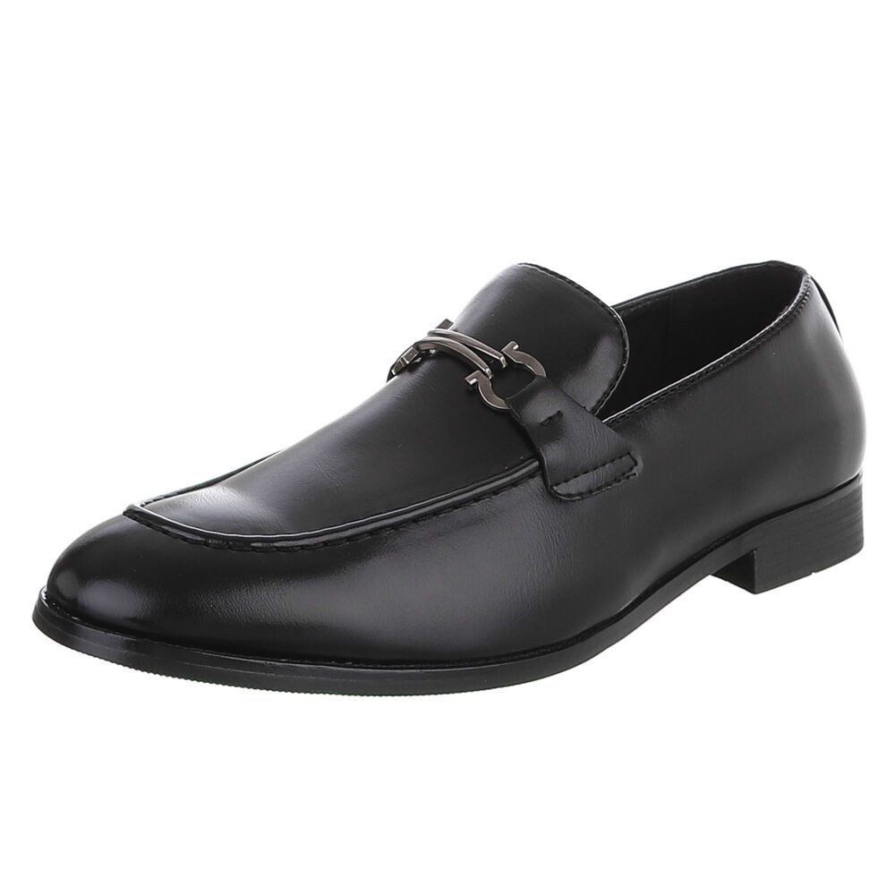 Coolwalk Herren Loafer mit Metall-Detail, Slip-On Slipper (91977307) Blockabsatz Business-Schuhe in Schwarz