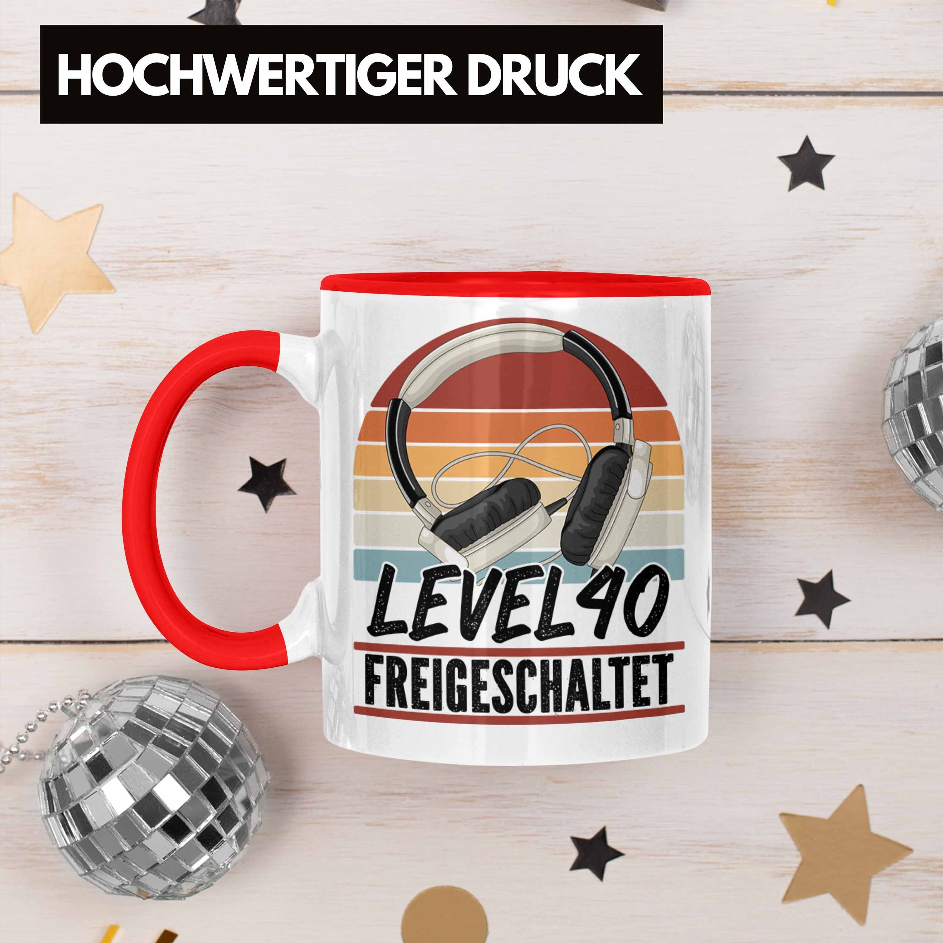Trendation Tasse 40. Geburtstag Gamer 40er Gaming Geburts Männer Geschenk Rot Kaffee-Becher