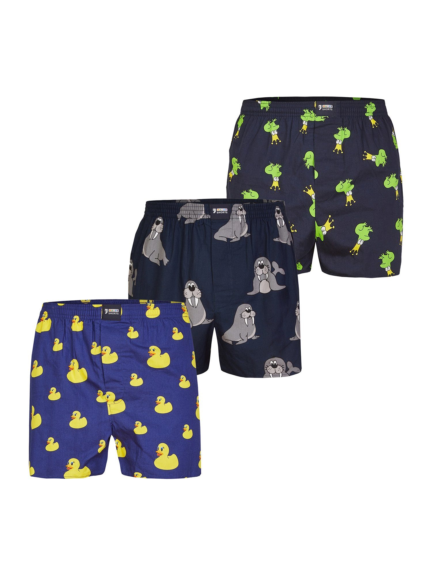 HAPPY SHORTS Boxer Print Sets (3-St) Unterhose Unterwäsche Loungewear günstig online kaufen