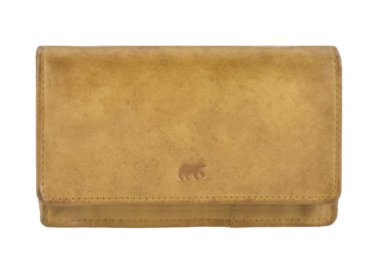 Bear Design Geldbörse Emma, gelb, Kartenfächer, Damenbörse, in 14 Leder ochre ocker 15x9cm Portemonnaie