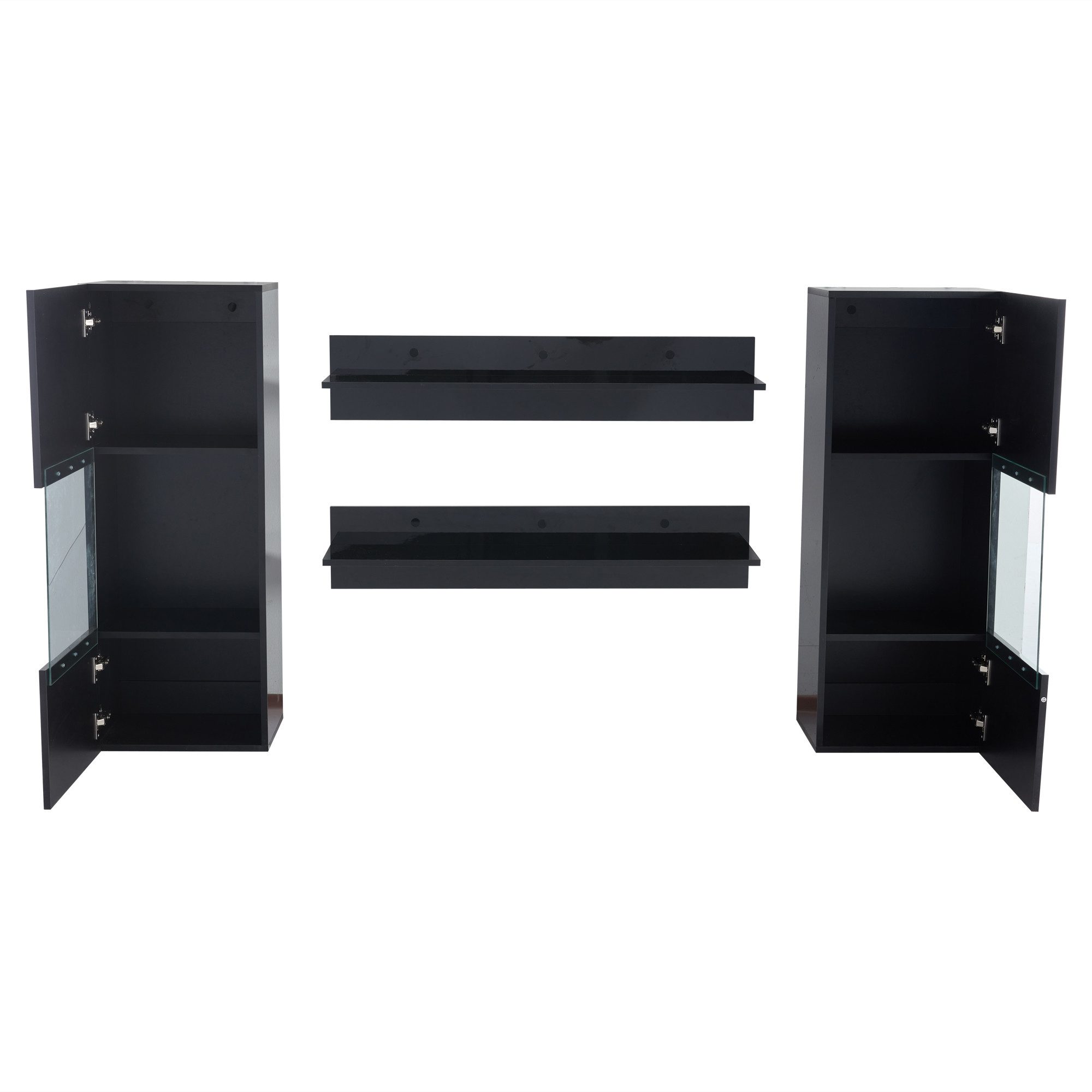 KLAM HOME Wandregal Wandregal 4er Sett, LED-Wandschrank und 2 Regale, Hochg günstig online kaufen