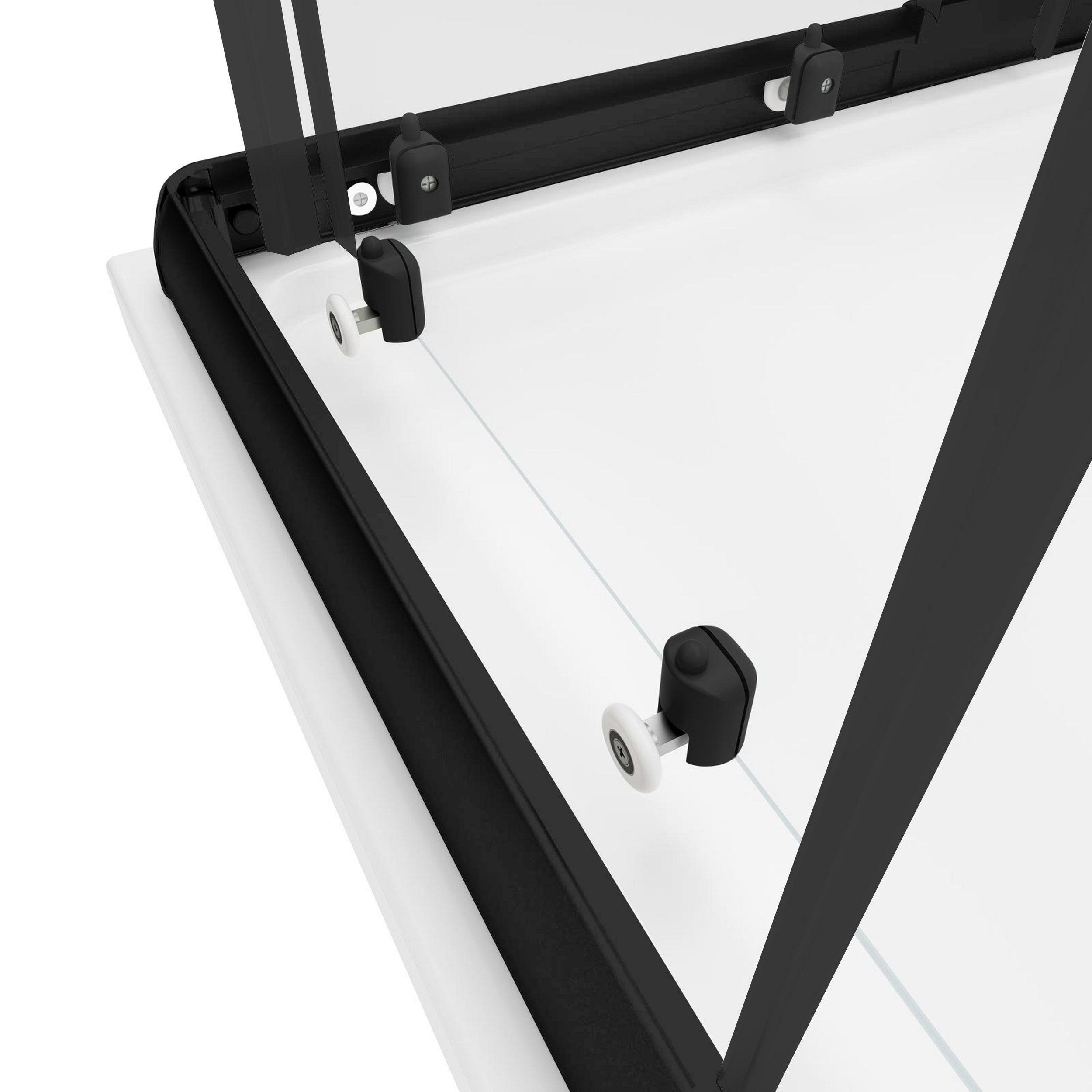 Schulte Eckdusche Sunny verstellbar 75-90 cm 180 cm Höhe, BxT: 90x90 cm, Sicherheitsglas, Eckeinstieg Schiebetüren Schwarz