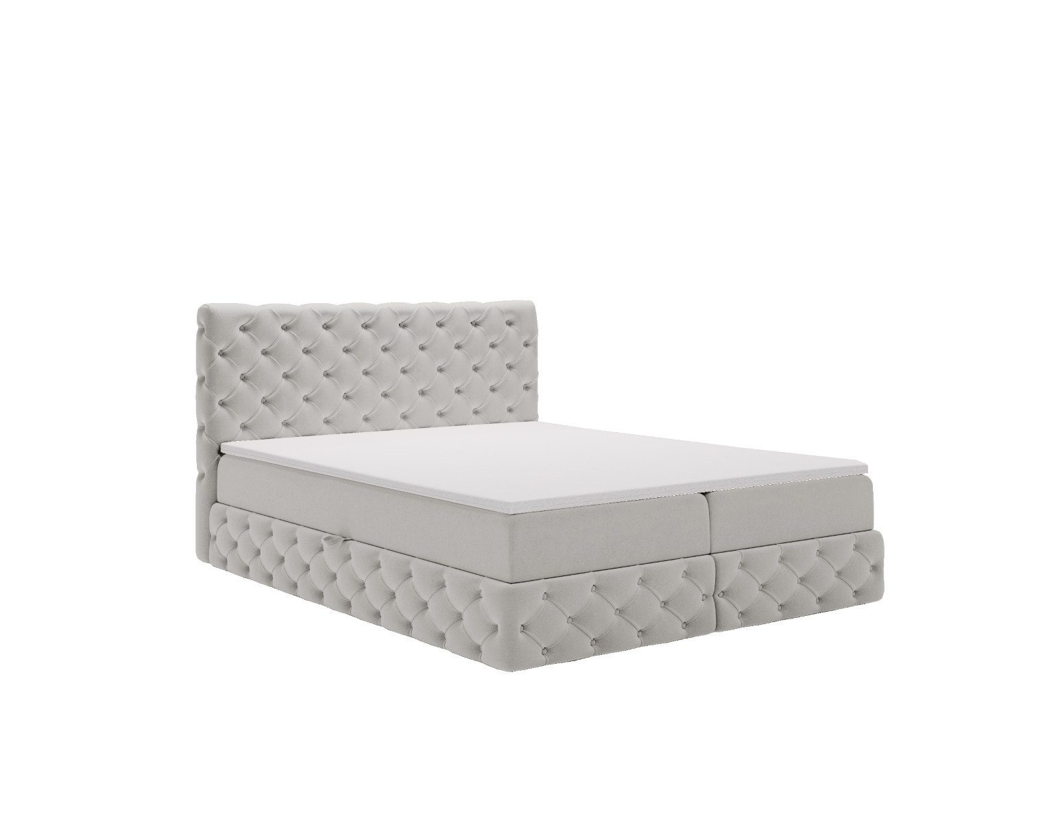 Kaiser Möbel Boxspringbett Chesterfield-Kontinentalbett Luxury Stoff Royal Velvet (Bett-Set mit Matratze und Topper), Bettkasten und Topper und Matratze