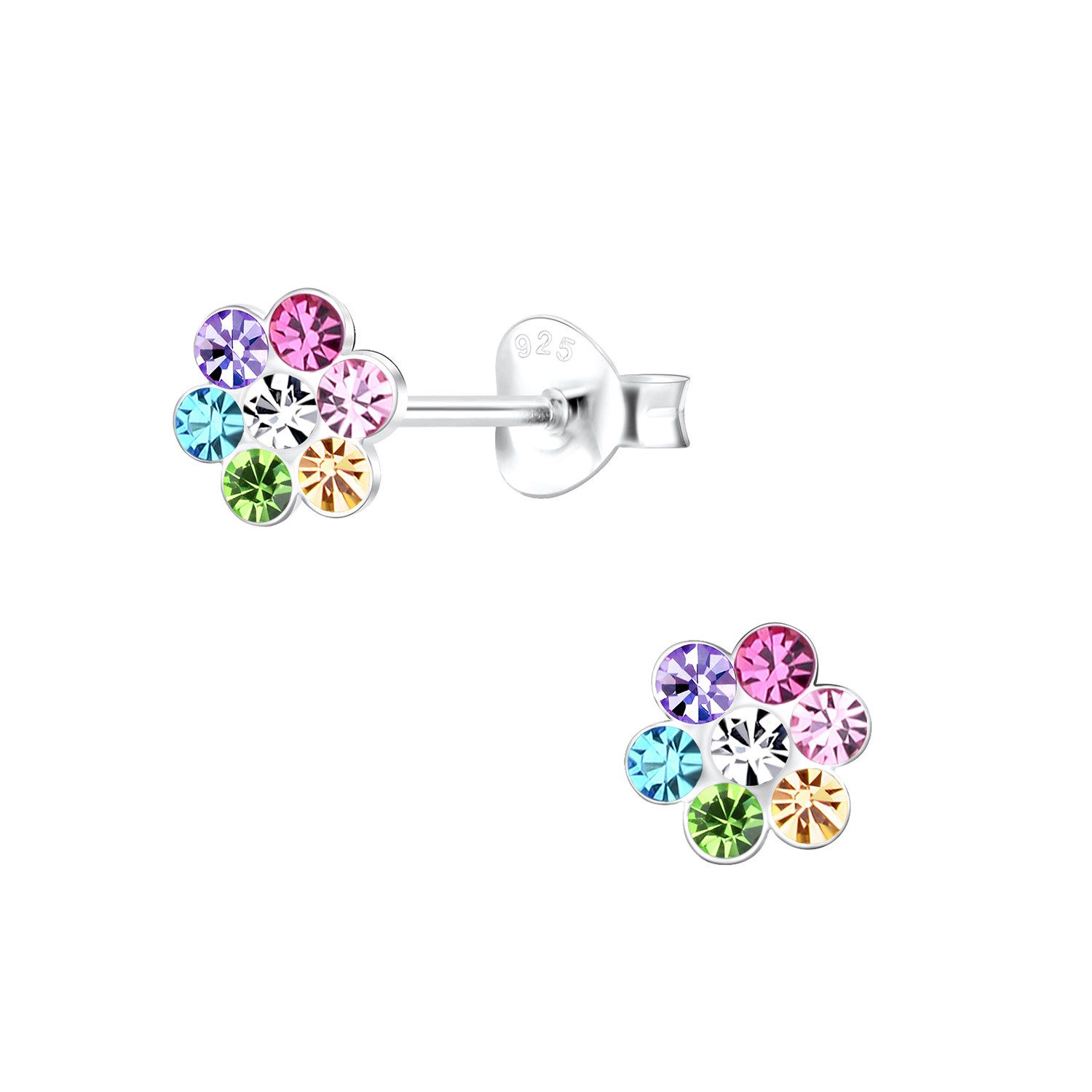 ALEXANDER YORK Paar Ohrstecker BLUME Kristall regenbogenfarben, 2-tlg., 925 Sterling Silber