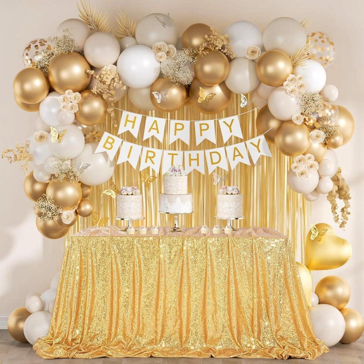 LuxusKollektion Tischdecke Tischdecke Gold Pailletten 125x200 cm (1-tlg)