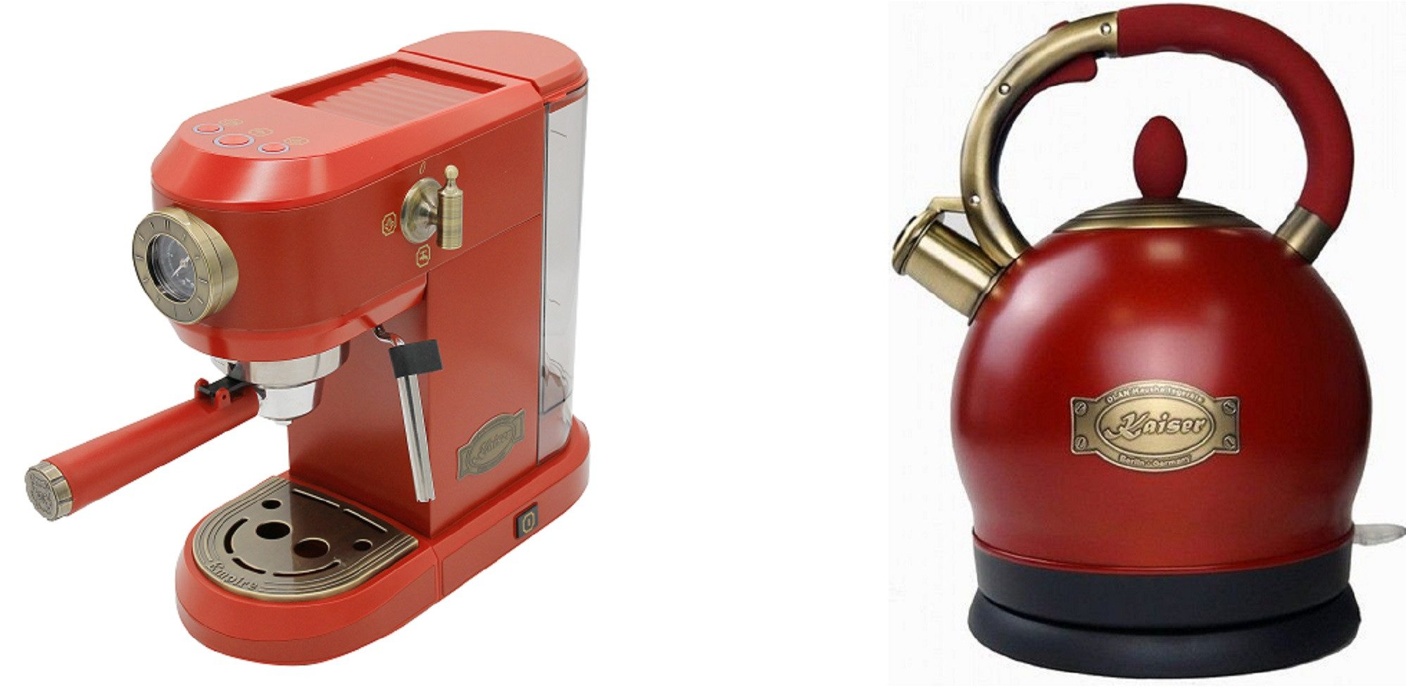 Kaiser Küchengeräte Espressomaschine, Siebträger-Espressomaschine, 19 bar+Exklusiver Retro Wasserkoche