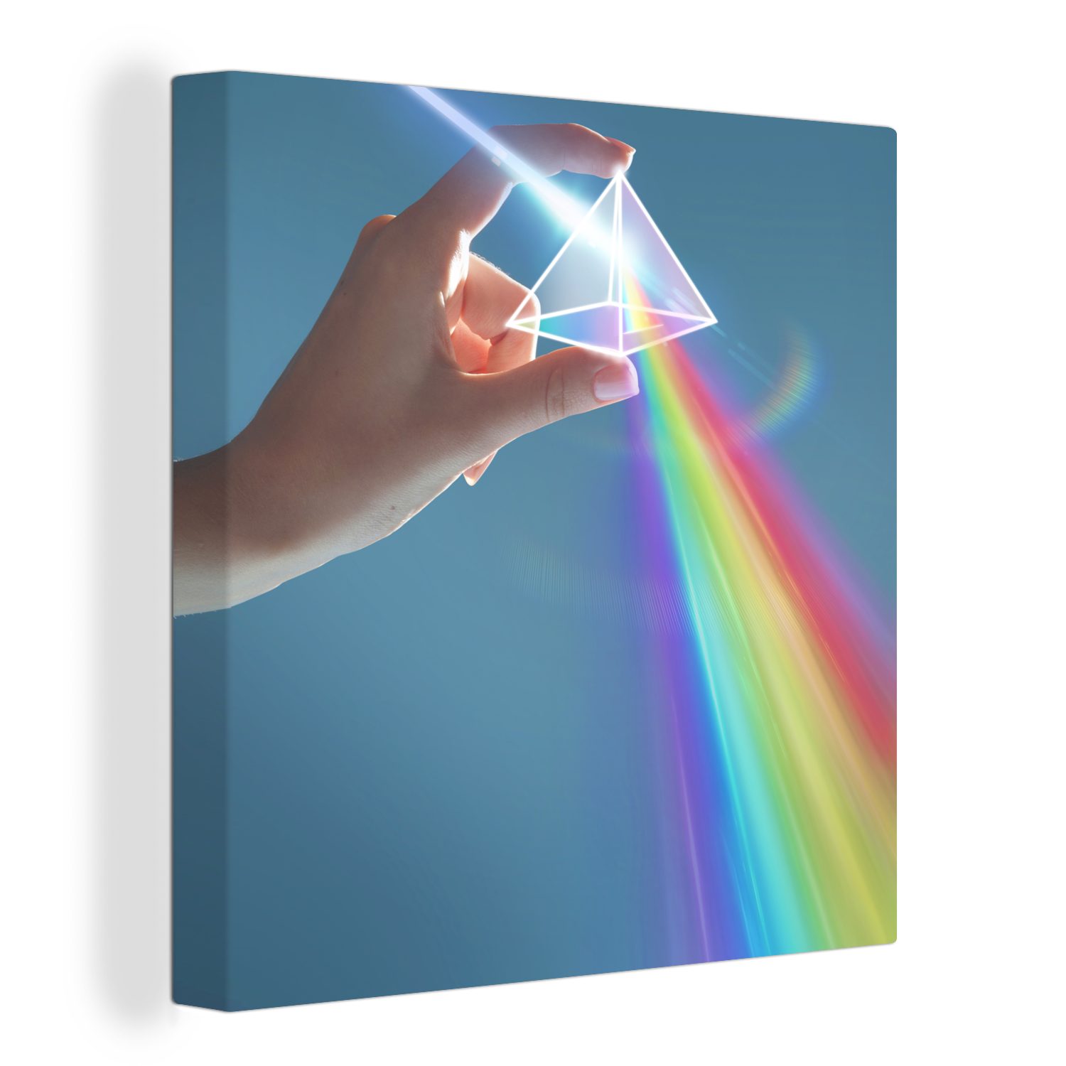 für Leinwandbild OneMillionCanvasses® Leinwand erscheint Prisma, Schlafzimmer (1 St), durch Bilder Regenbogen Wohnzimmer