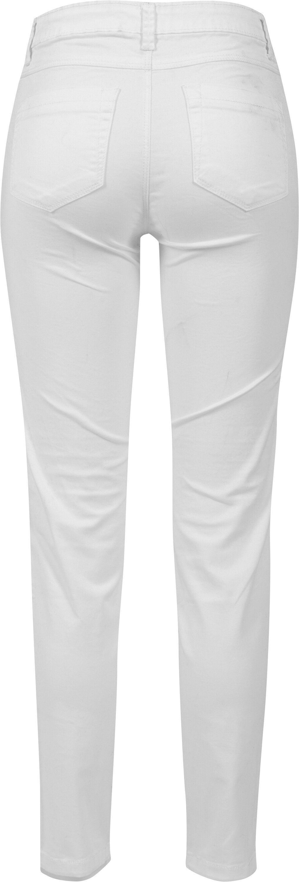 URBAN CLASSICS Bequeme Jeans Damen Ladies Stretch Biker Pants (1-tlg) white