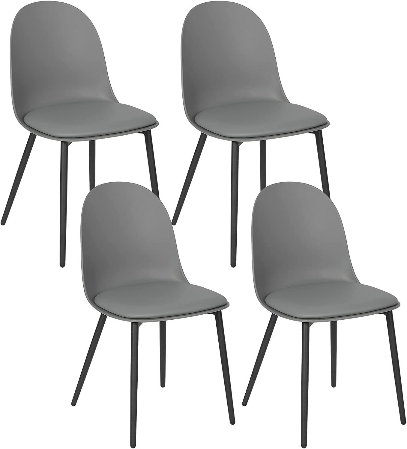 Grau mit 4-Fußstuhl Bezug St), (4 Metallbeine Woltu Kunstleder Esszimmer Stühle