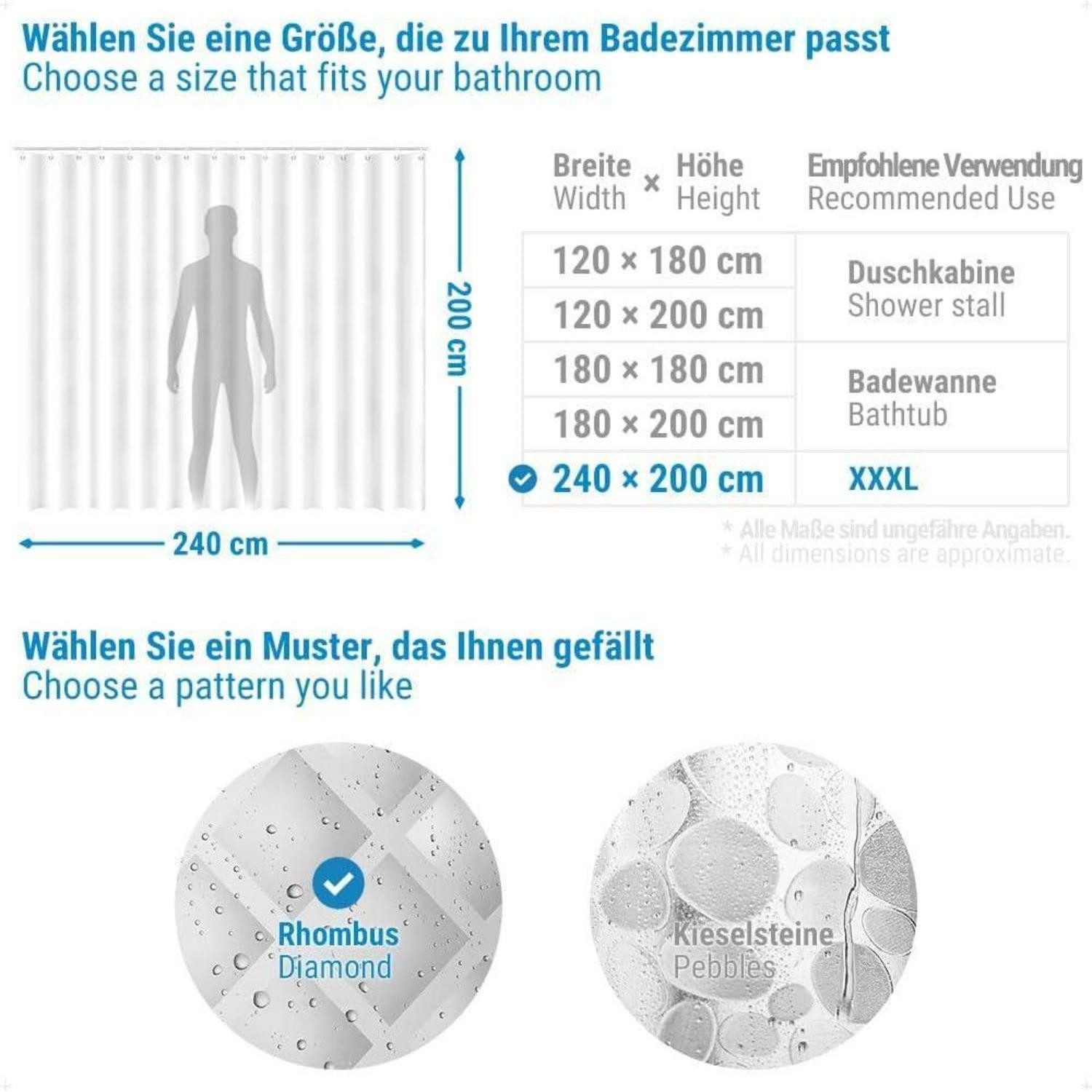 LuxusKollektion Duschvorhang Duschvorhang 3D Rhombus Eva Transparent Wasser günstig online kaufen