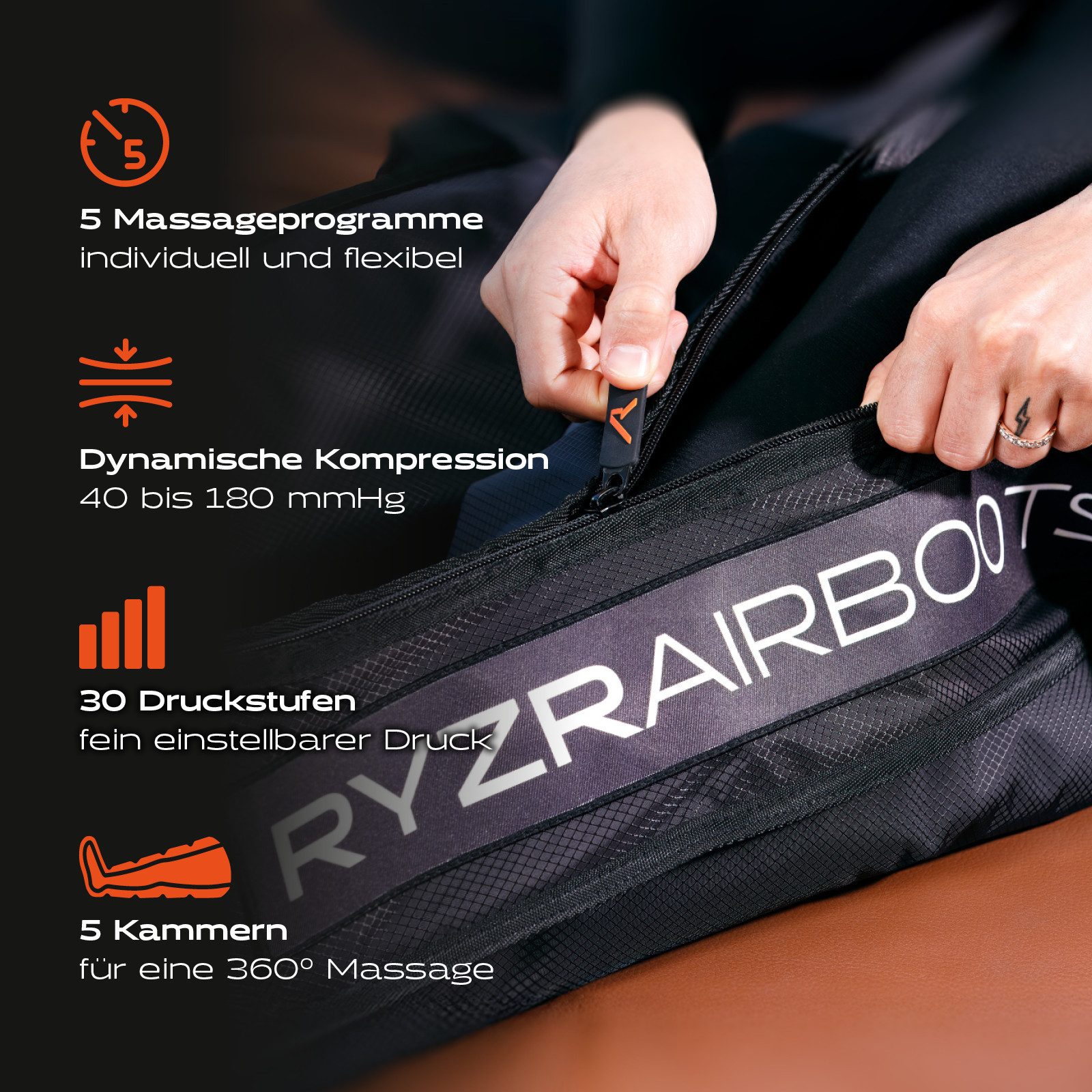 RYZR Fußmassagegerät RYZR Airboots - Recovery Boots für Lymphdrainage & Muskelregeneration