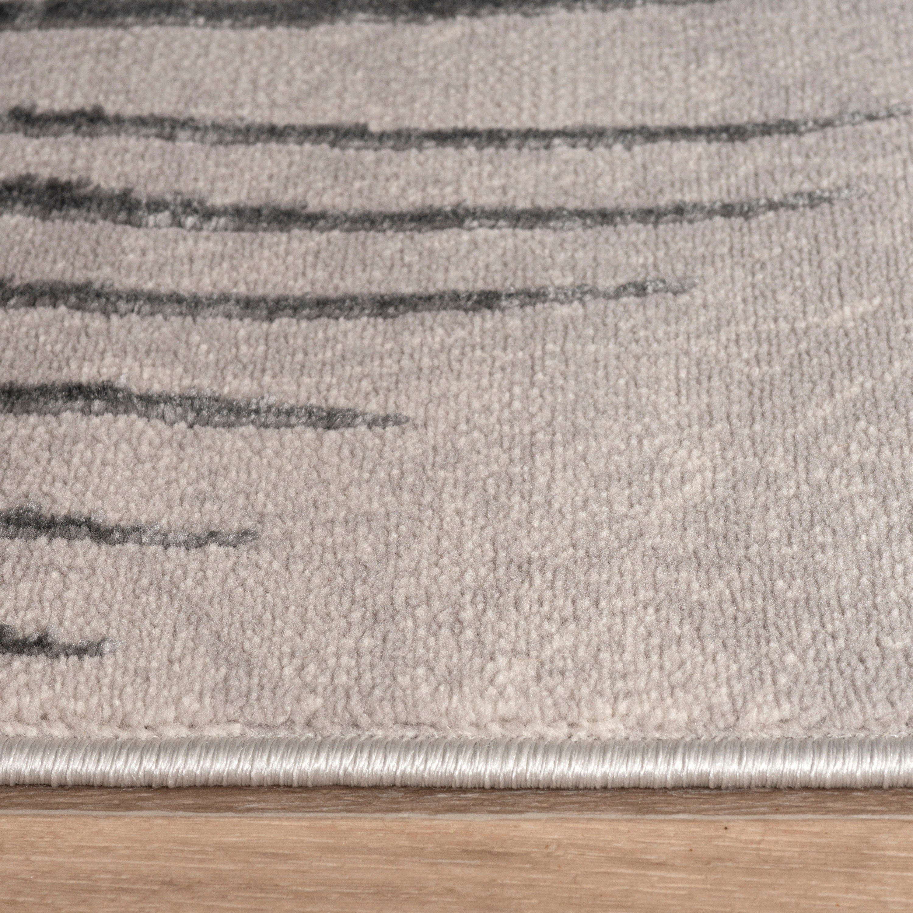 Paco Home Teppich Tuana 218, rechteckig, Höhe: 15 mm, Kurzflor, modernes Blätter Design, Hoch-Tief-Struktur, Wohnzimmer