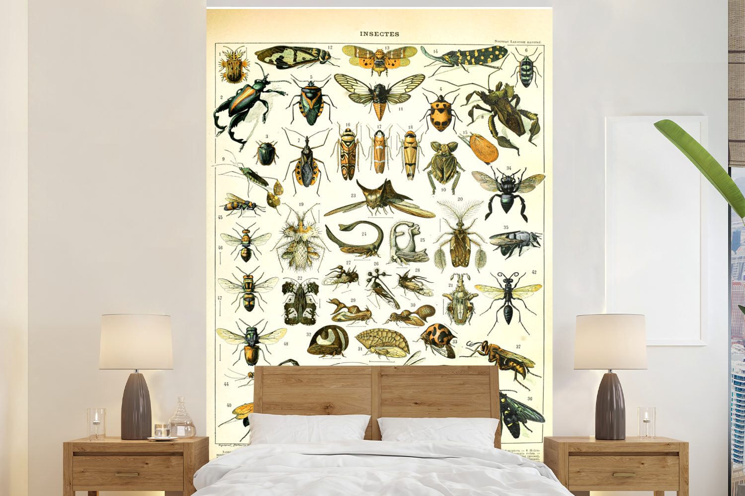 MuchoWow Fototapete Insekten - Tiere - Jahrgang, Matt, bedruckt, (3 St), Montagefertig Vinyl Tapete für Wohnzimmer, Wandtapete