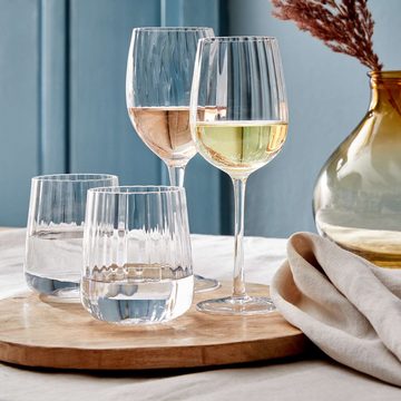 BUTLERS Weißweinglas MODERN TIMES Weißweinglas mit Rillen 400ml, Glas, mundgeblasen