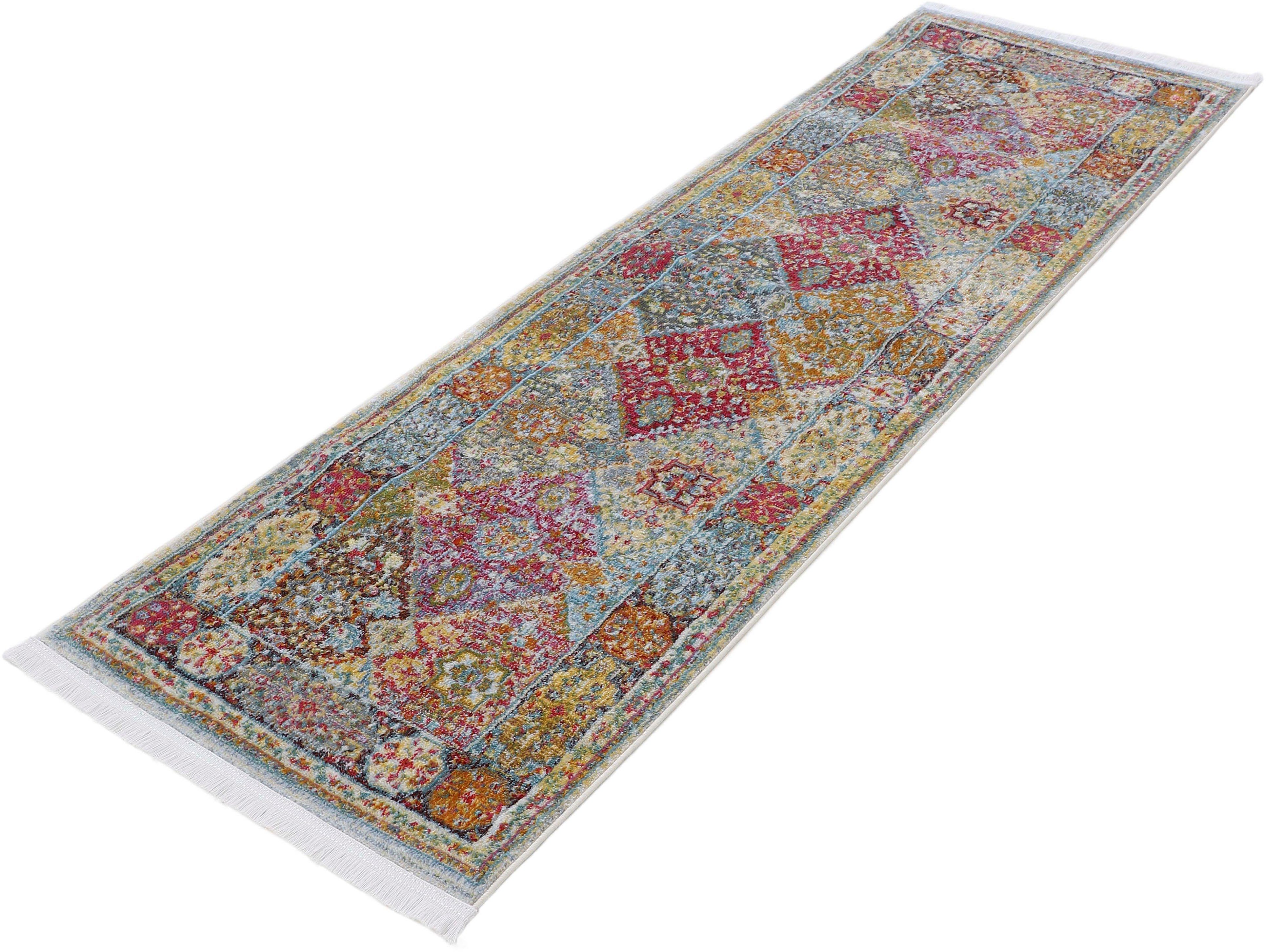 carpetfine Teppich Harleen, auch als Läufer, rund, Höhe: 8 mm, Vintage Look, Orient, mit Fransen, Wohnzimmer